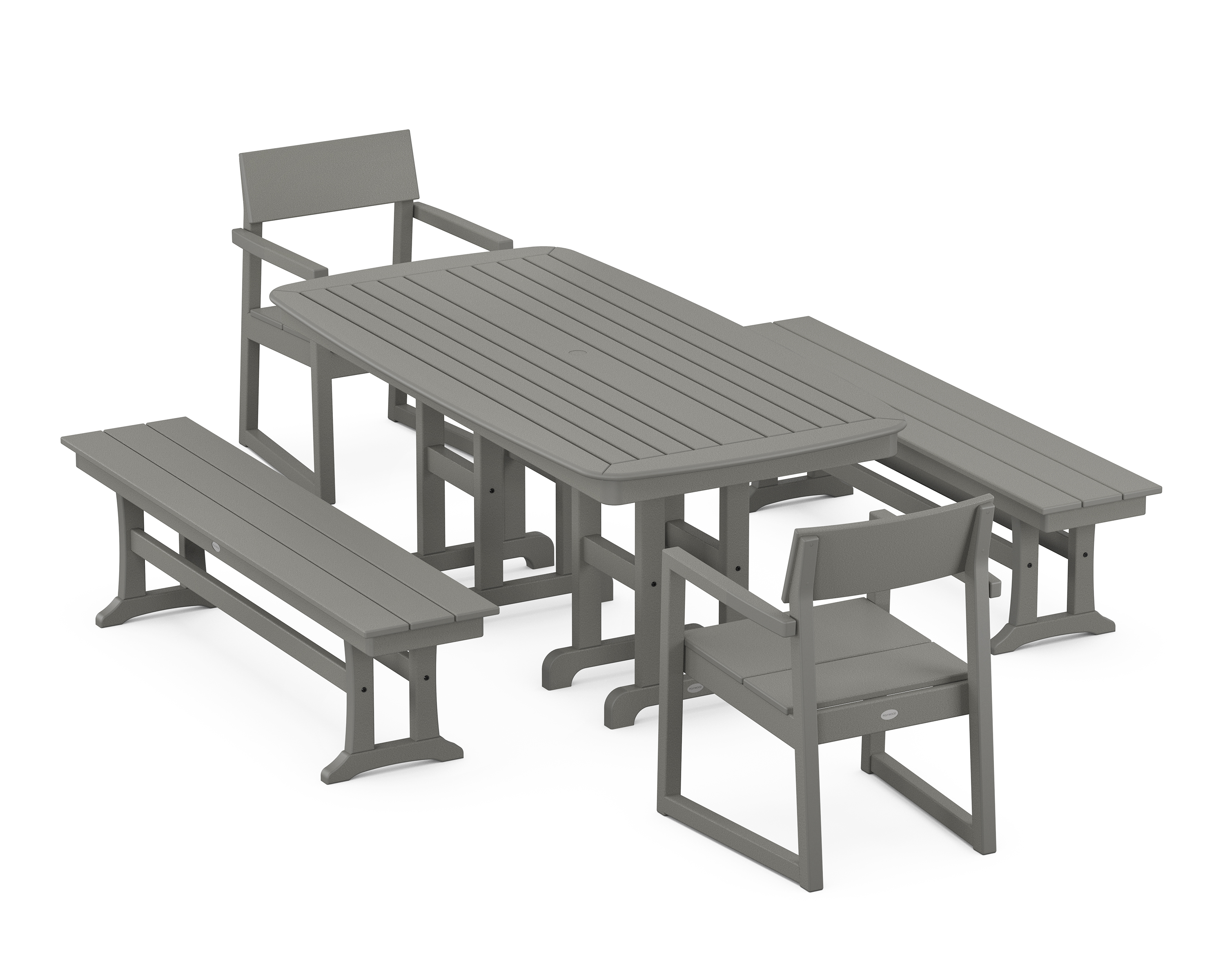 POLYWOOD EDGE 5-Piece Dining Set with Benches