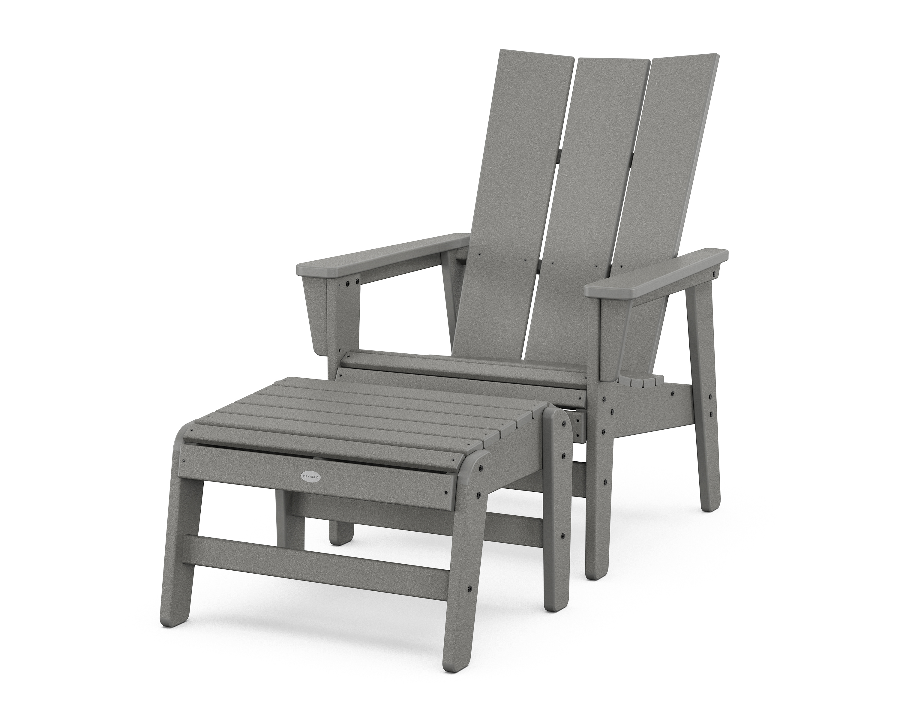 POLYWOOD Modern Grand Upright Adirondack Chair with Ottoman