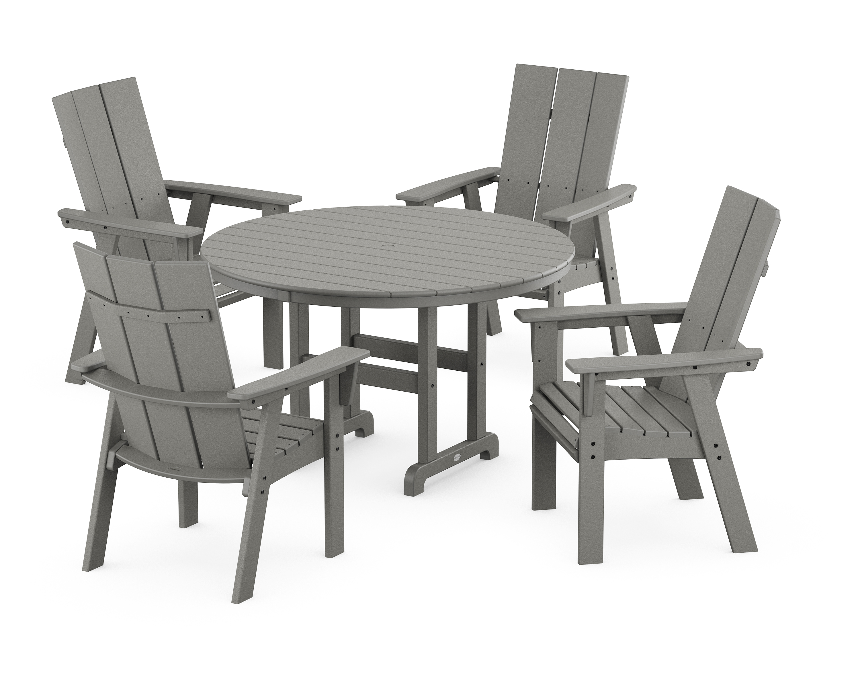 POLYWOOD Modern Curveback Adirondack 5-Piece Round Farmhouse Dining Set