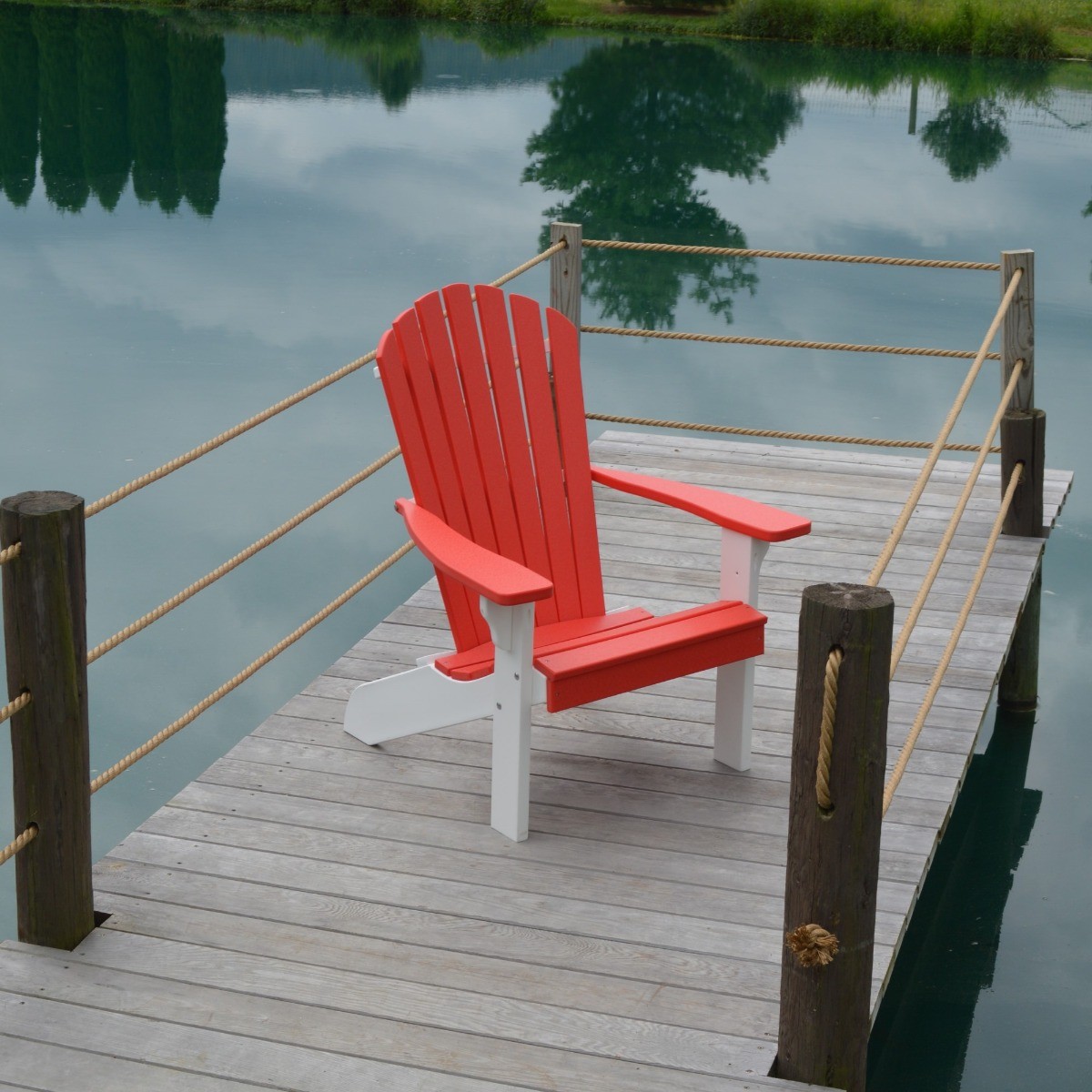 A&L Furniture Poly Fanback Adirondack Chair w/ White Frame