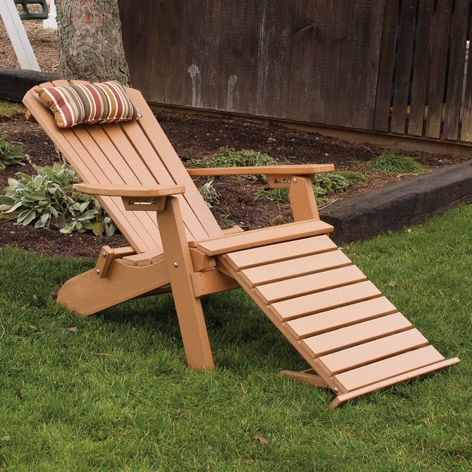 A&L Furniture Poly Folding/Reclining Adirondack Chair with Pullout Ottoman