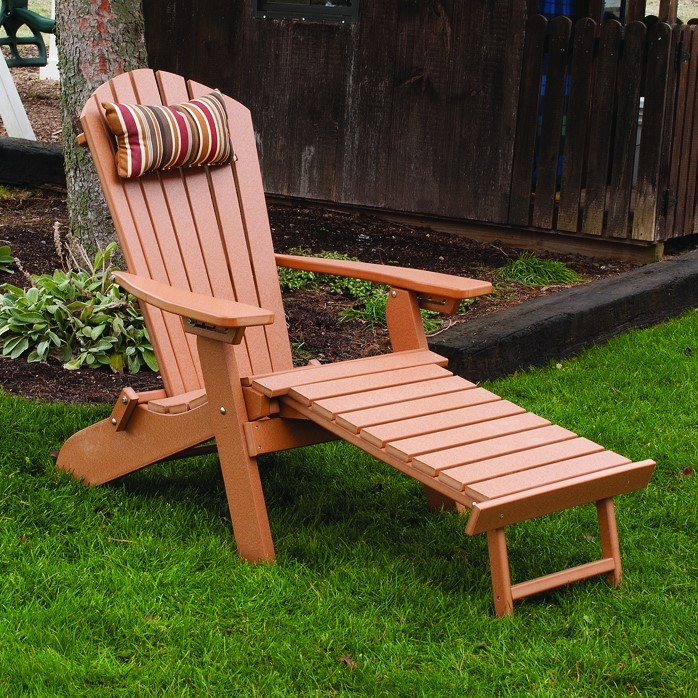 A&L Furniture Poly Folding/Reclining Adirondack Chair with Pullout Ottoman