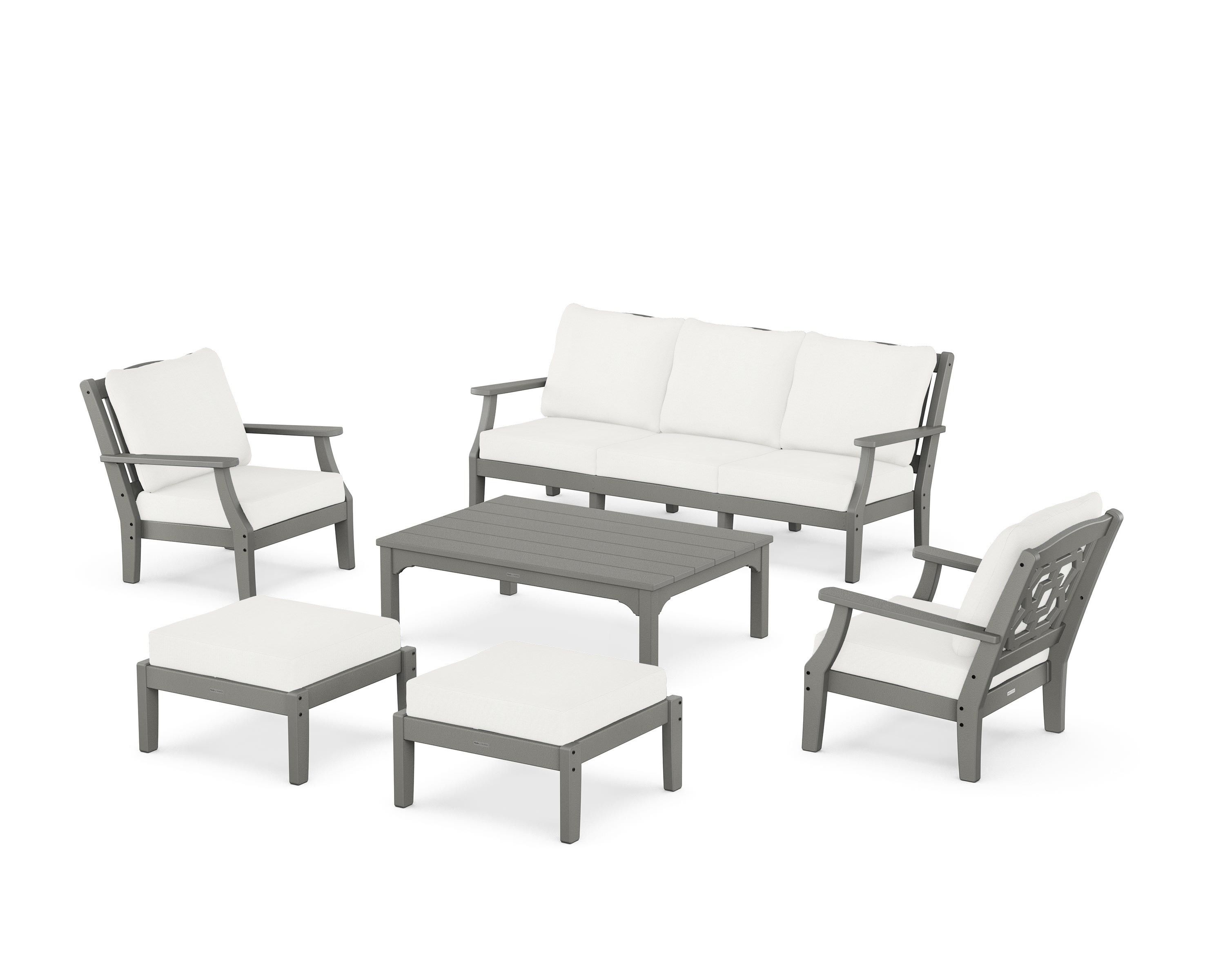 POLYWOOD Chinoiserie 6-Piece Lounge Sofa Set