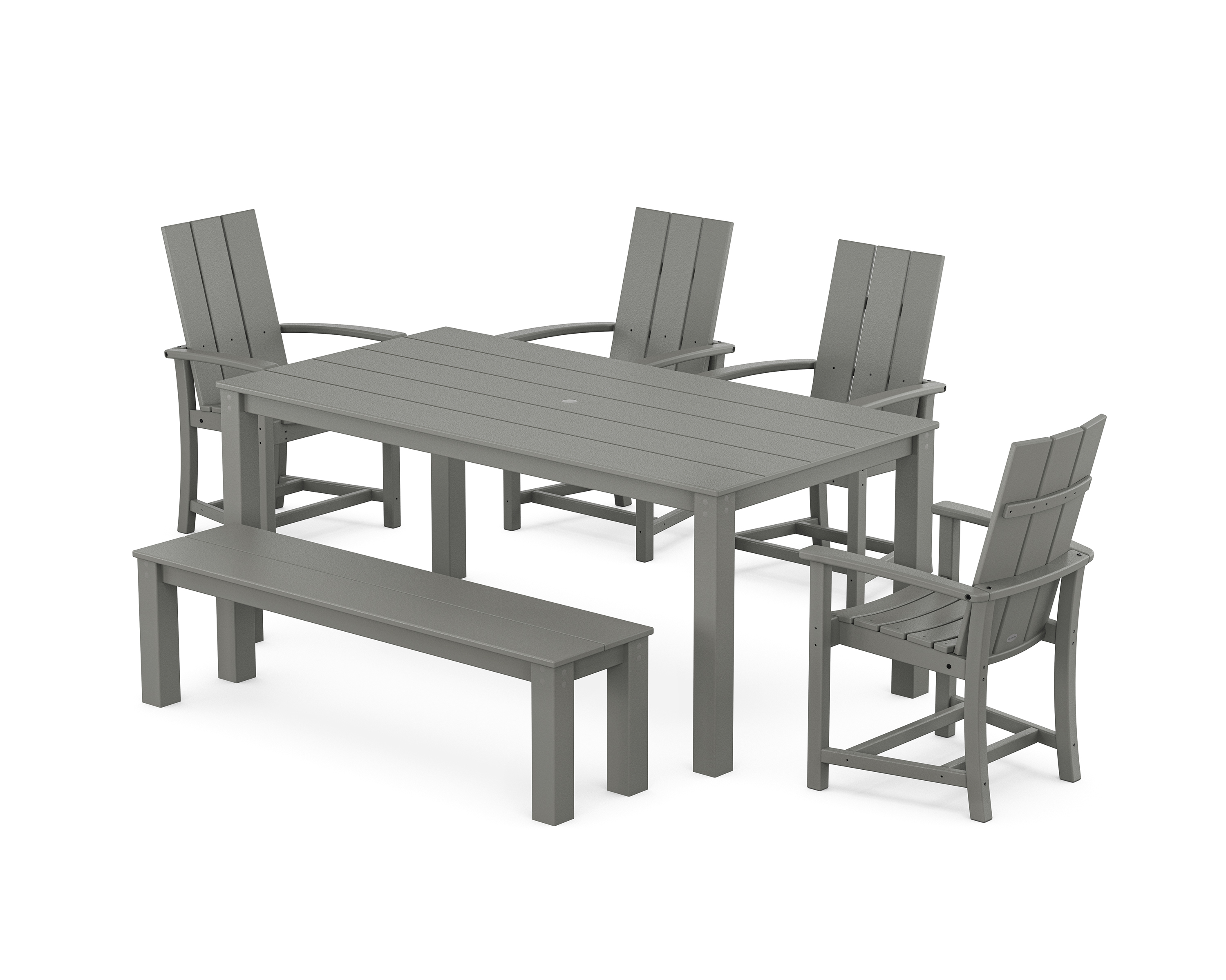 POLYWOOD Modern Adirondack 6-Piece Parsons Dining Set with Bench
