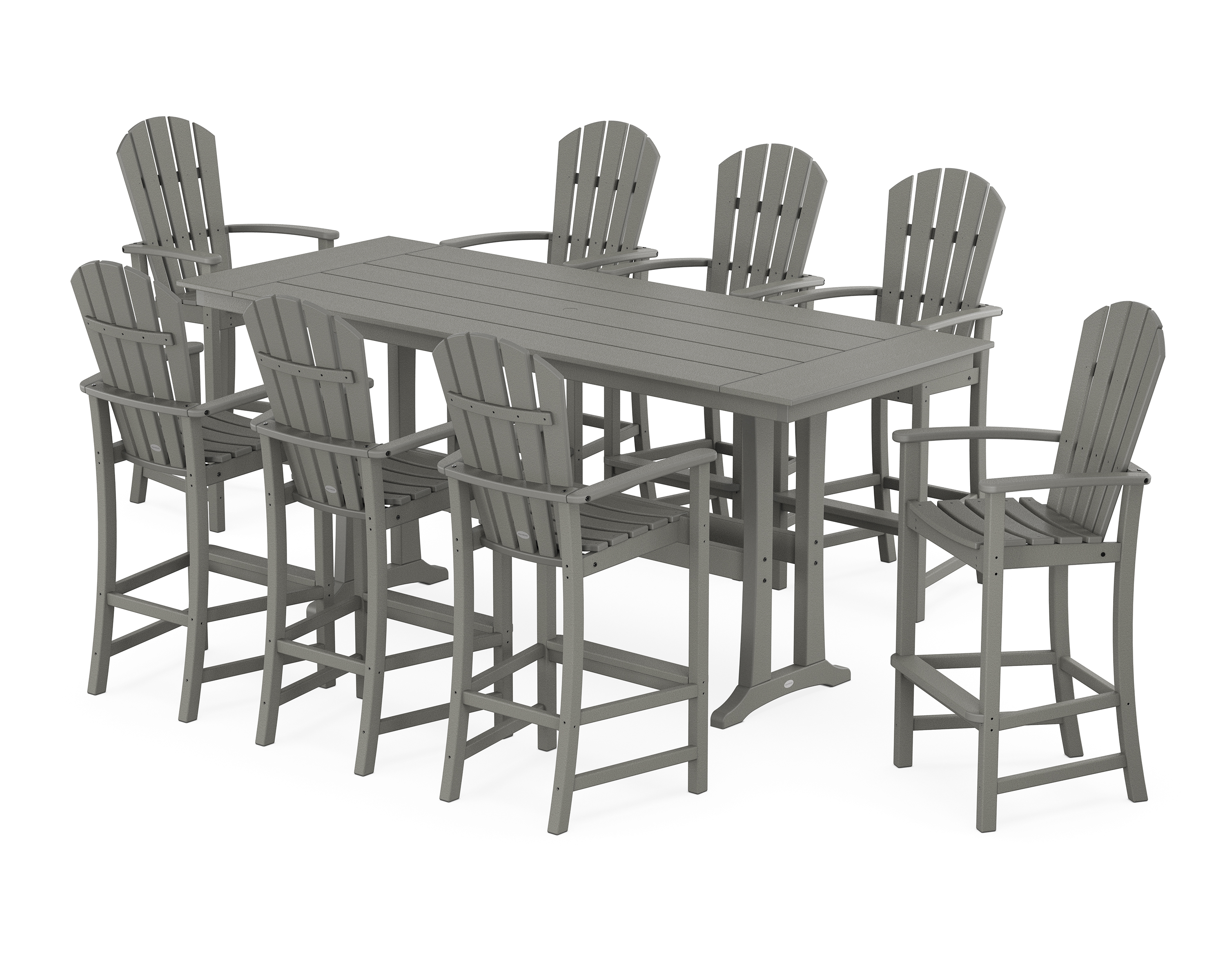 POLYWOOD Palm Coast 9-Piece Farmhouse Bar Set with Trestle Legs