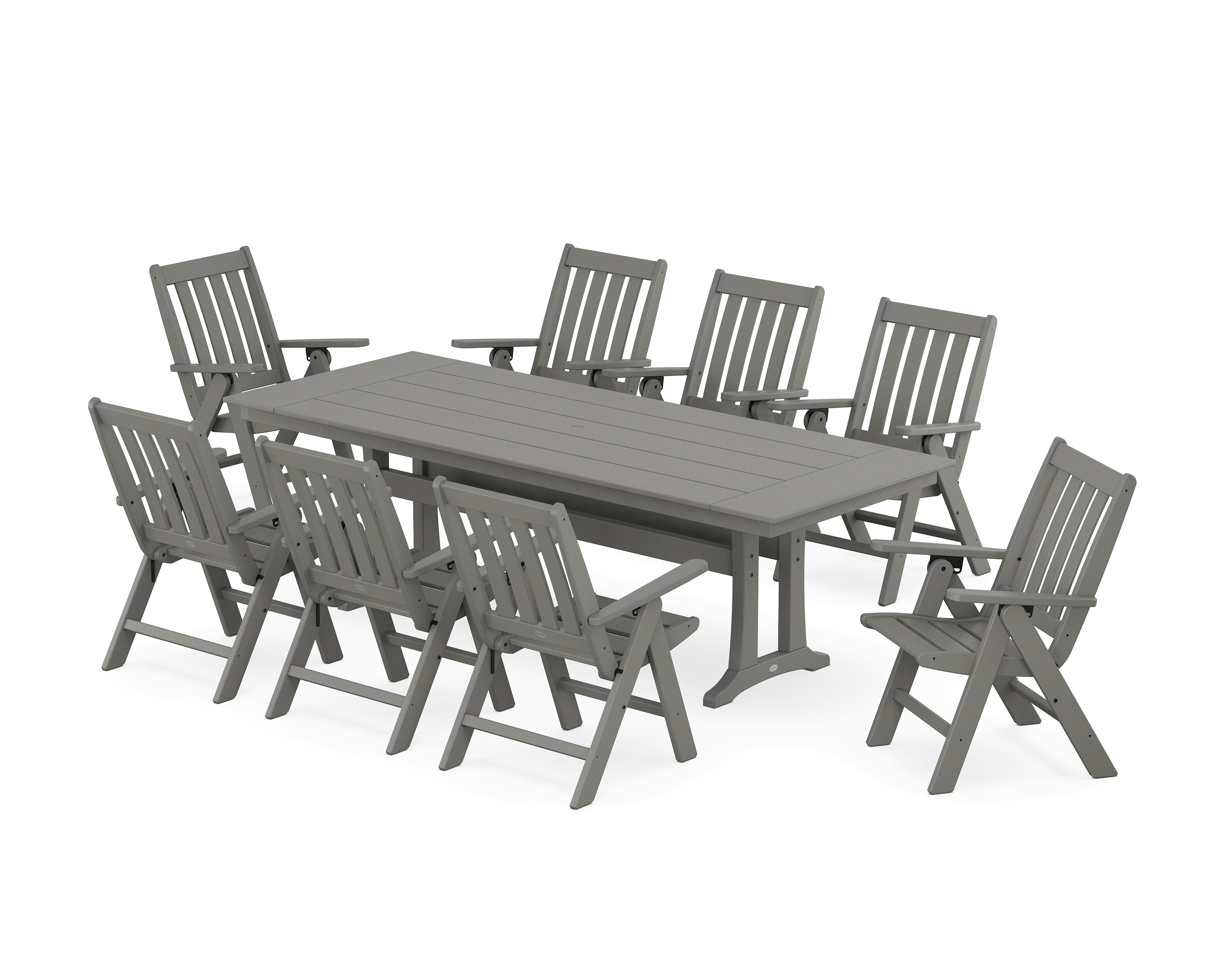 POLYWOOD Vineyard Folding 9-Piece Farmhouse Dining Set with Trestle Legs