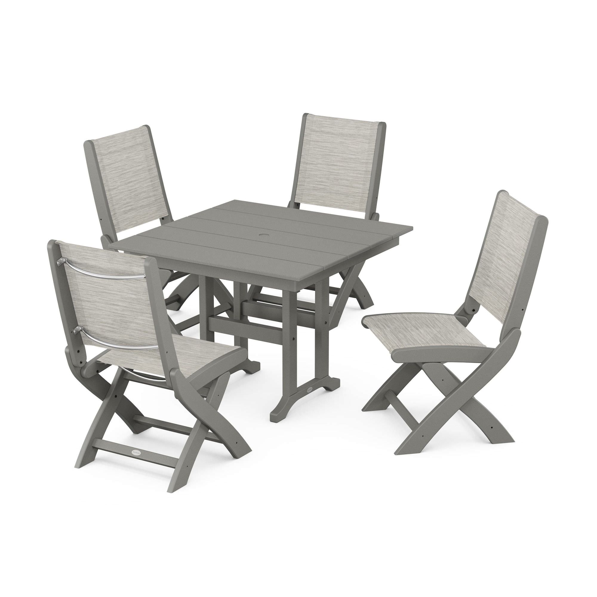 POLYWOOD Coastal Folding Side Chair 5-Piece Farmhouse Dining Set