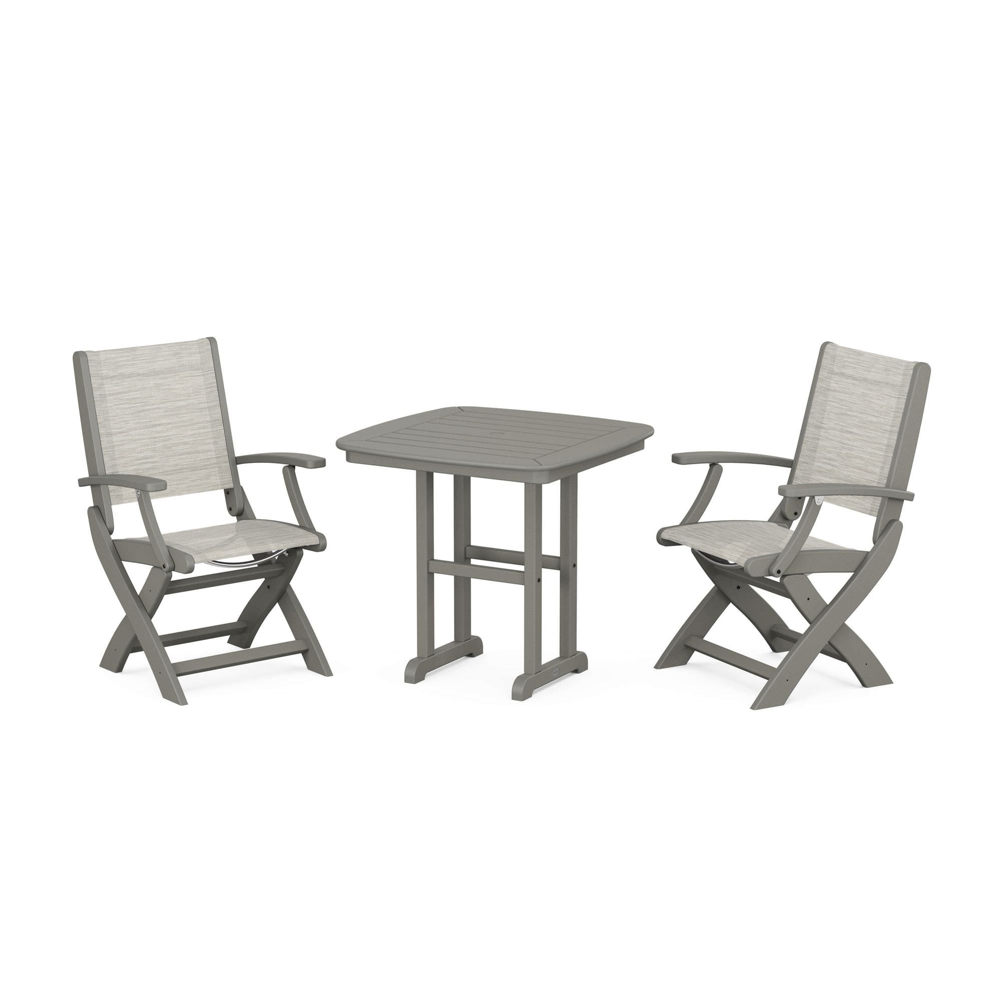 POLYWOOD Coastal Folding Chair 3-Piece Dining Set