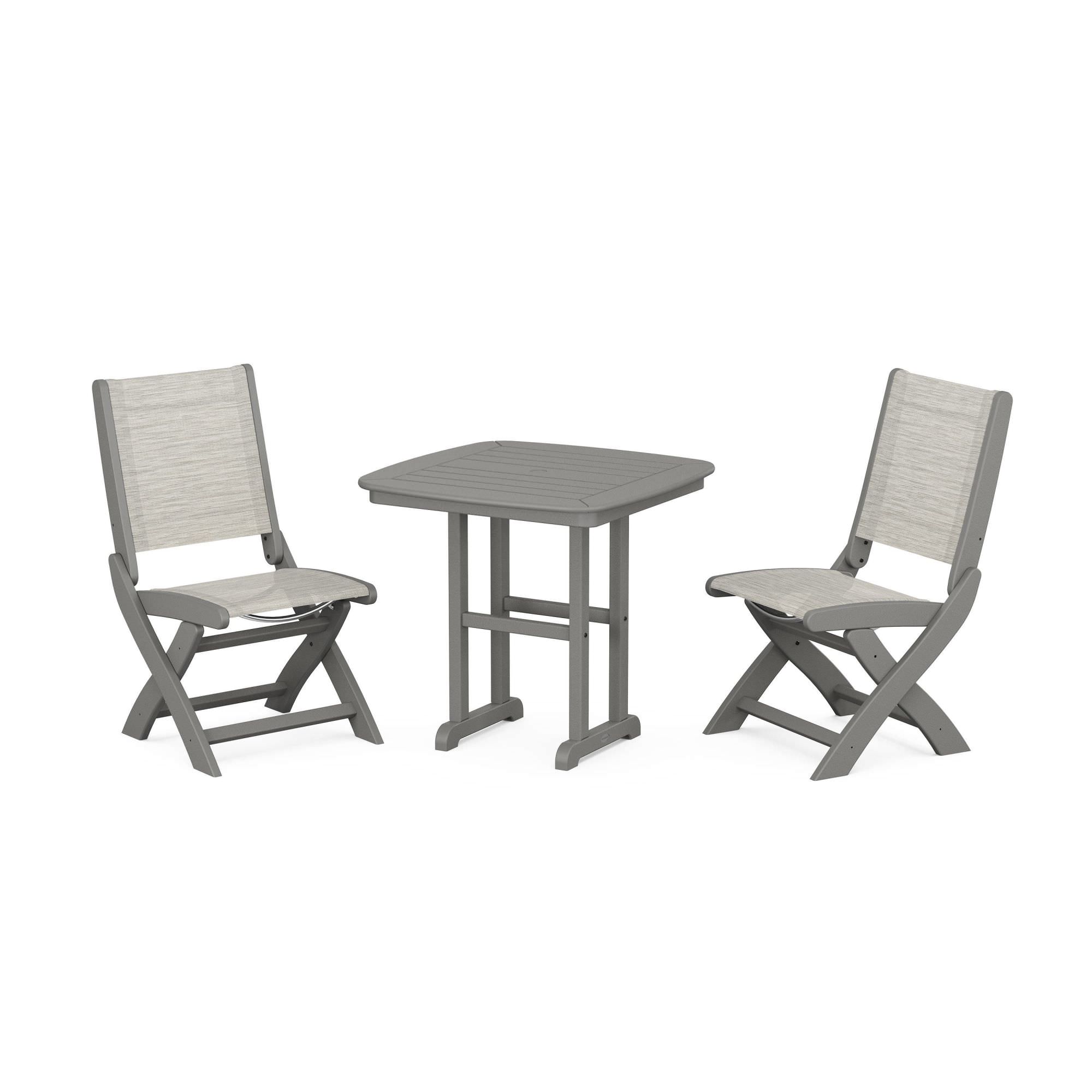 POLYWOOD Coastal Folding Side Chair 3-Piece Dining Set