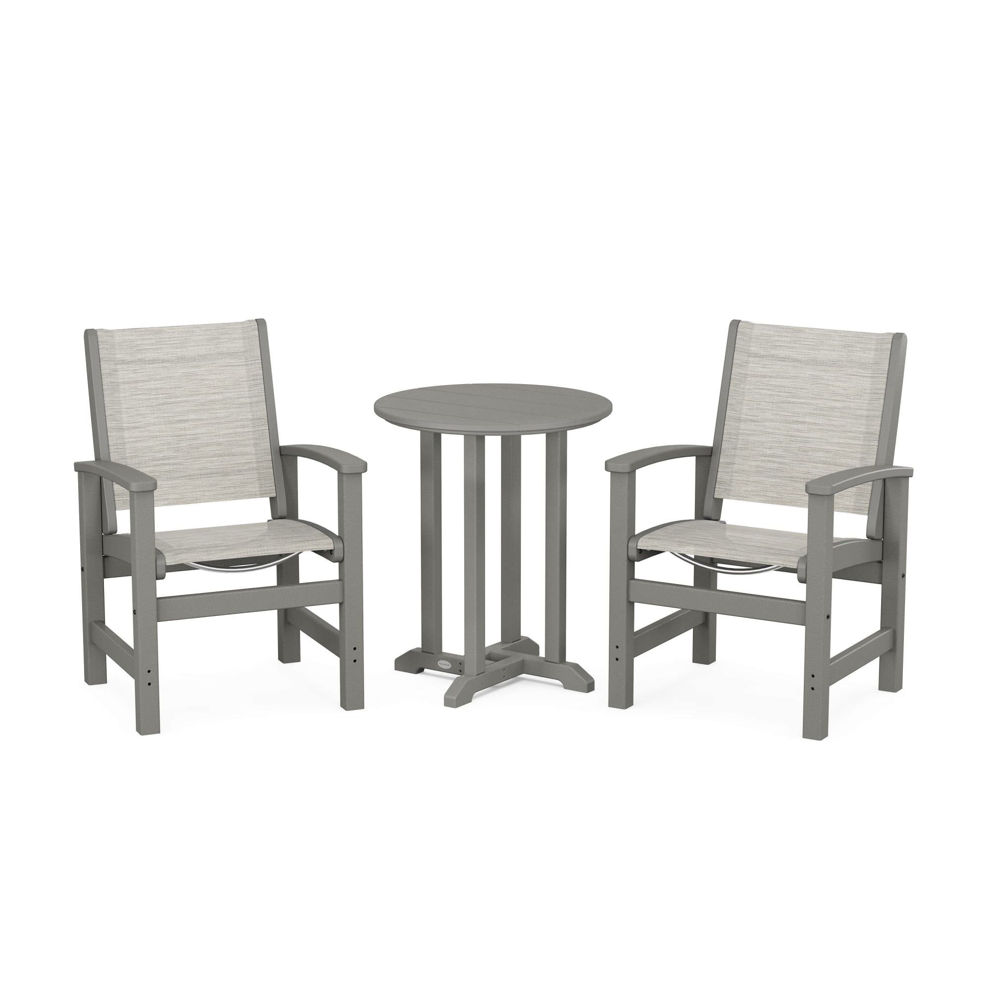 POLYWOOD Coastal 3-Piece Round Bistro Dining Set
