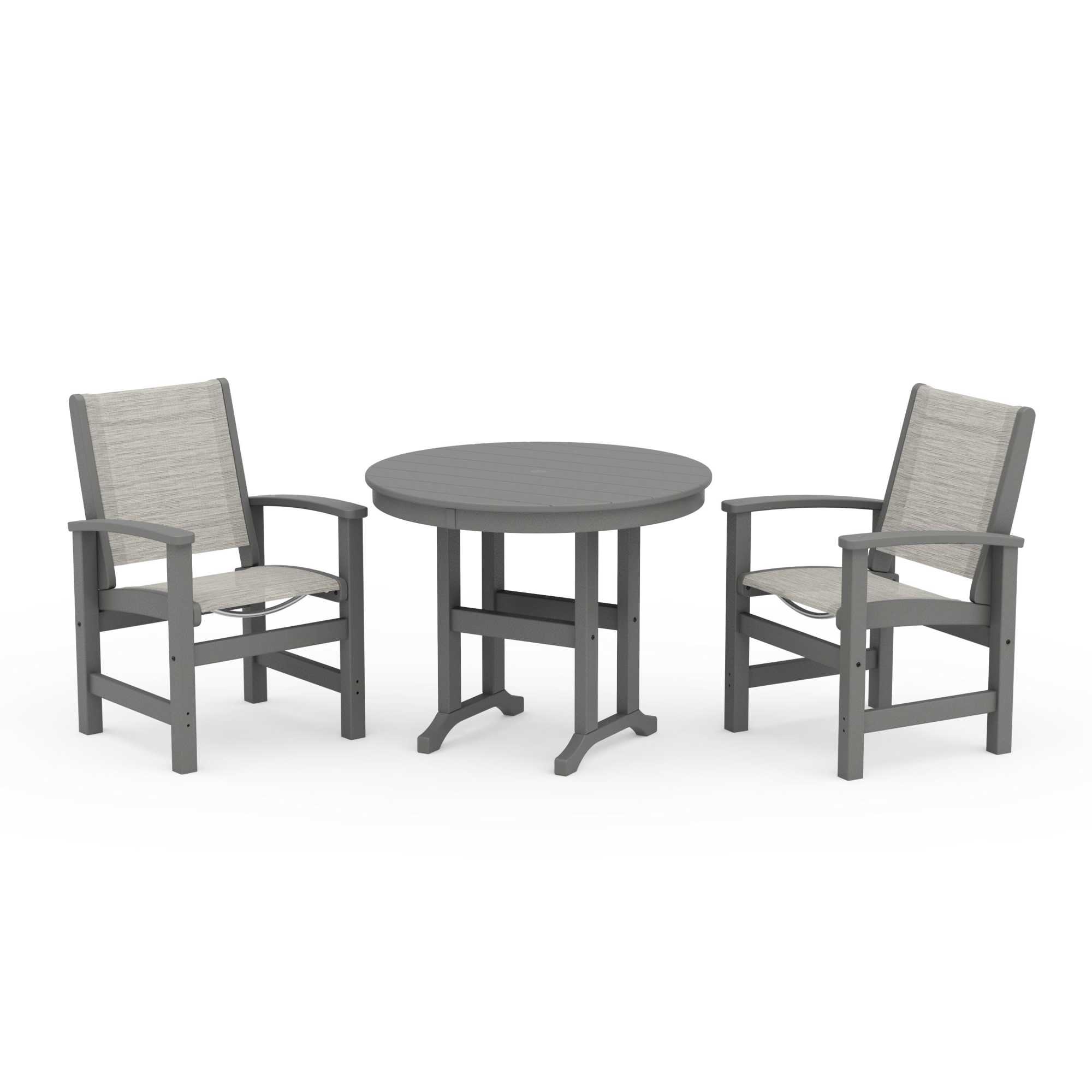 POLYWOOD Coastal 3-Piece Round Dining Set