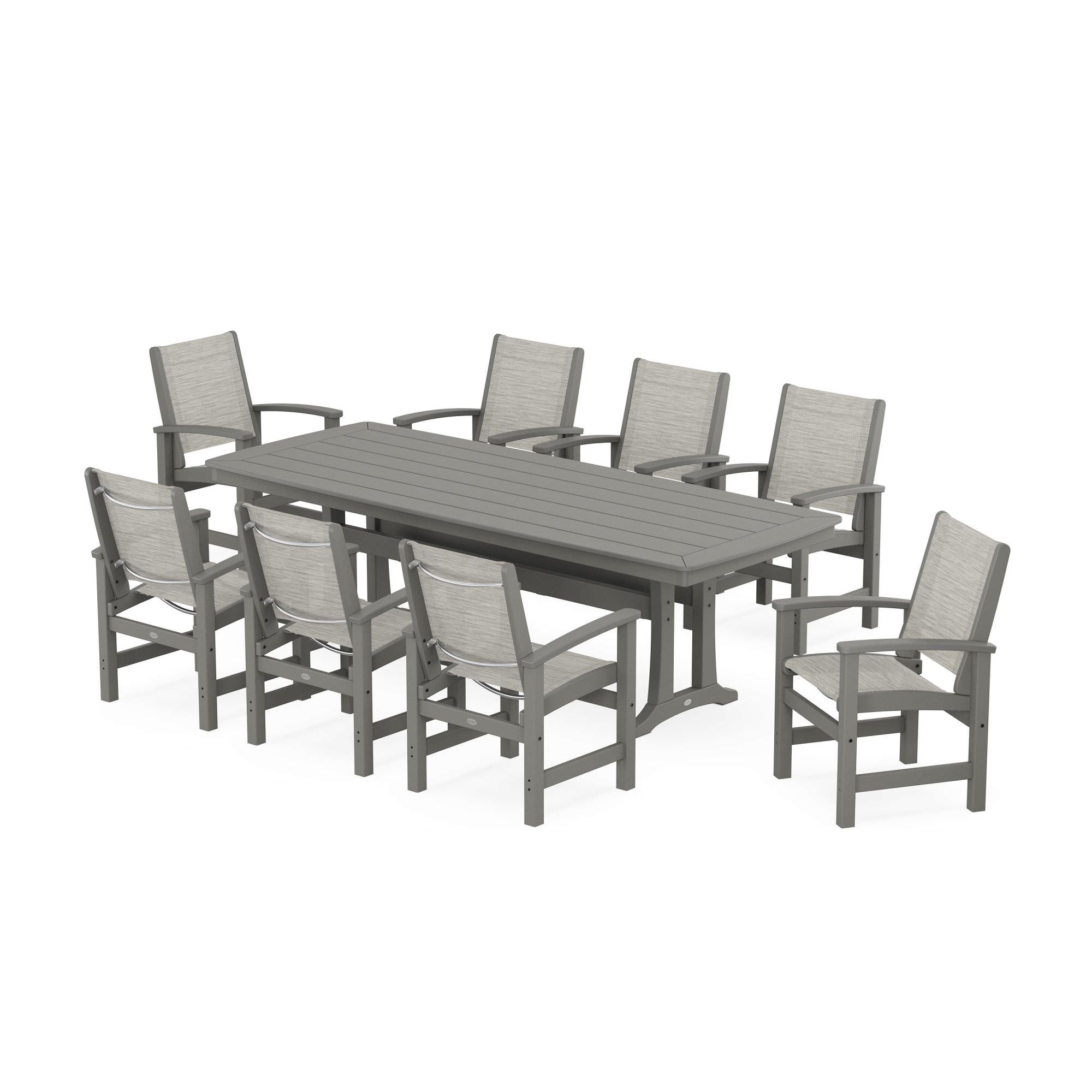 POLYWOOD Coastal 9-Piece Dining Set with Trestle Legs