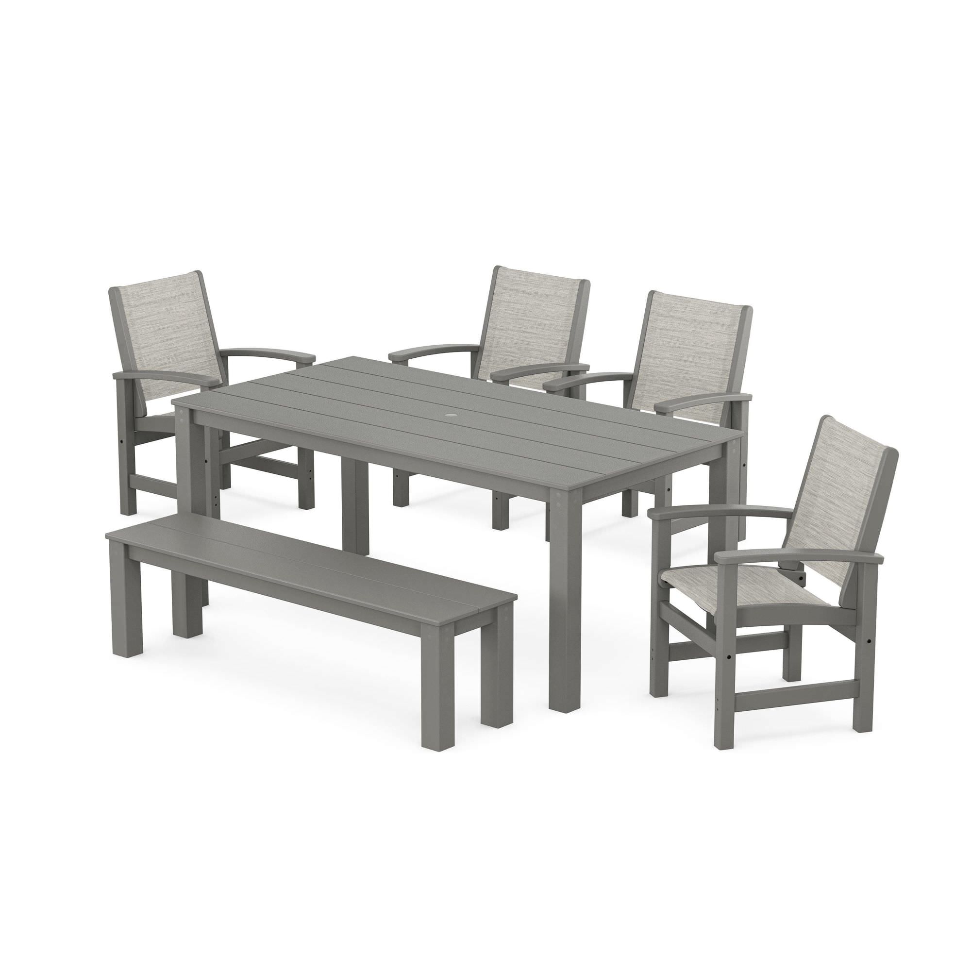 POLYWOOD Coastal 6- Piece Parsons Dining Set with Bench