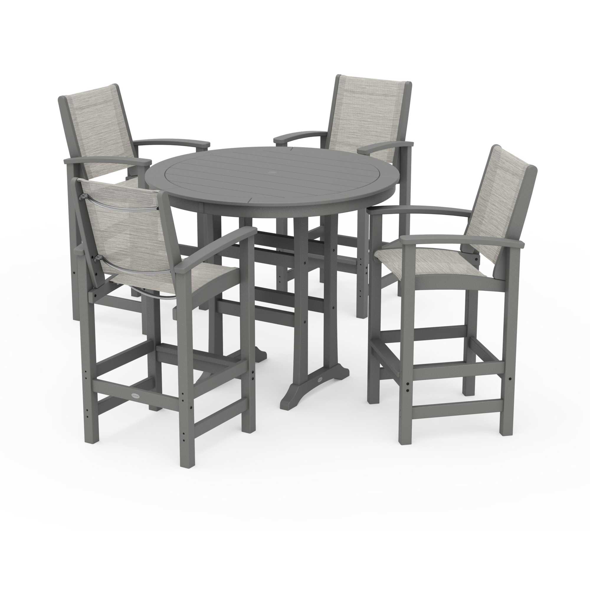 POLYWOOD Coastal 5-Piece Nautical Trestle Bar Set