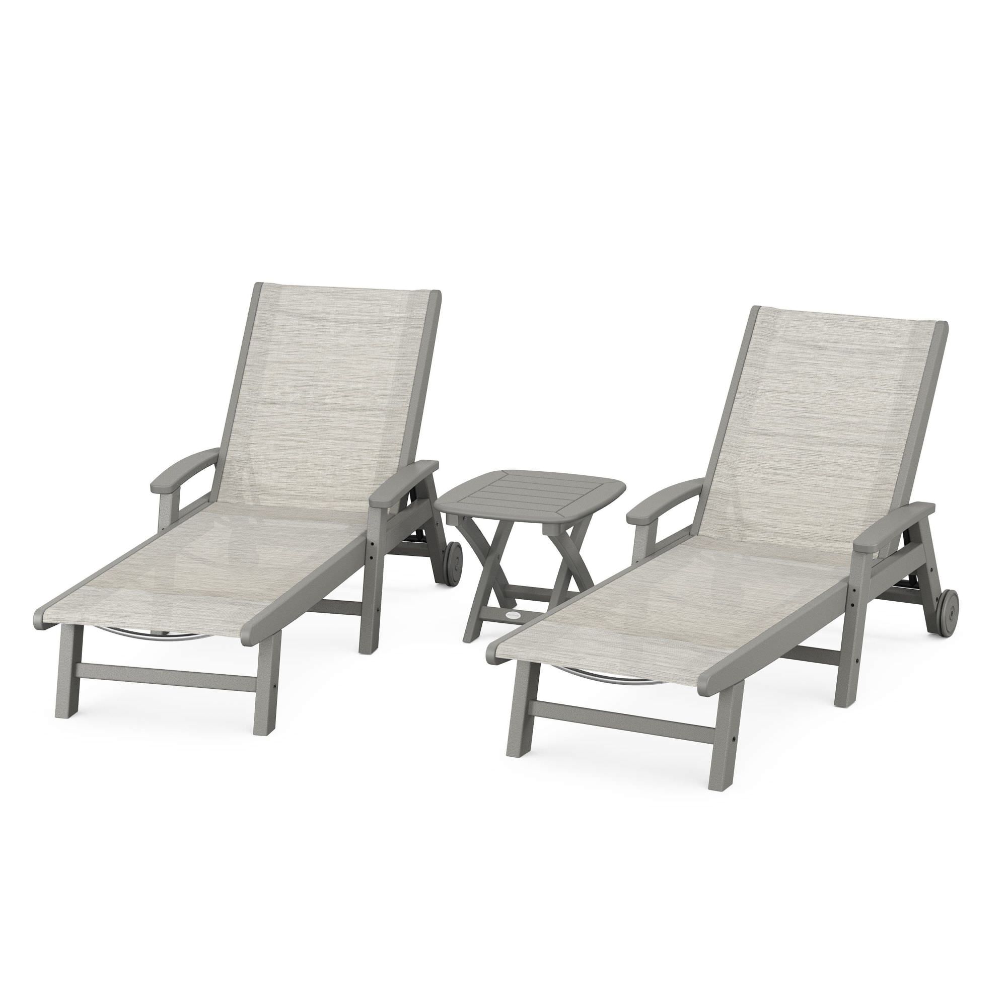 POLYWOOD Coastal 3-Piece Wheeled Chaise Set