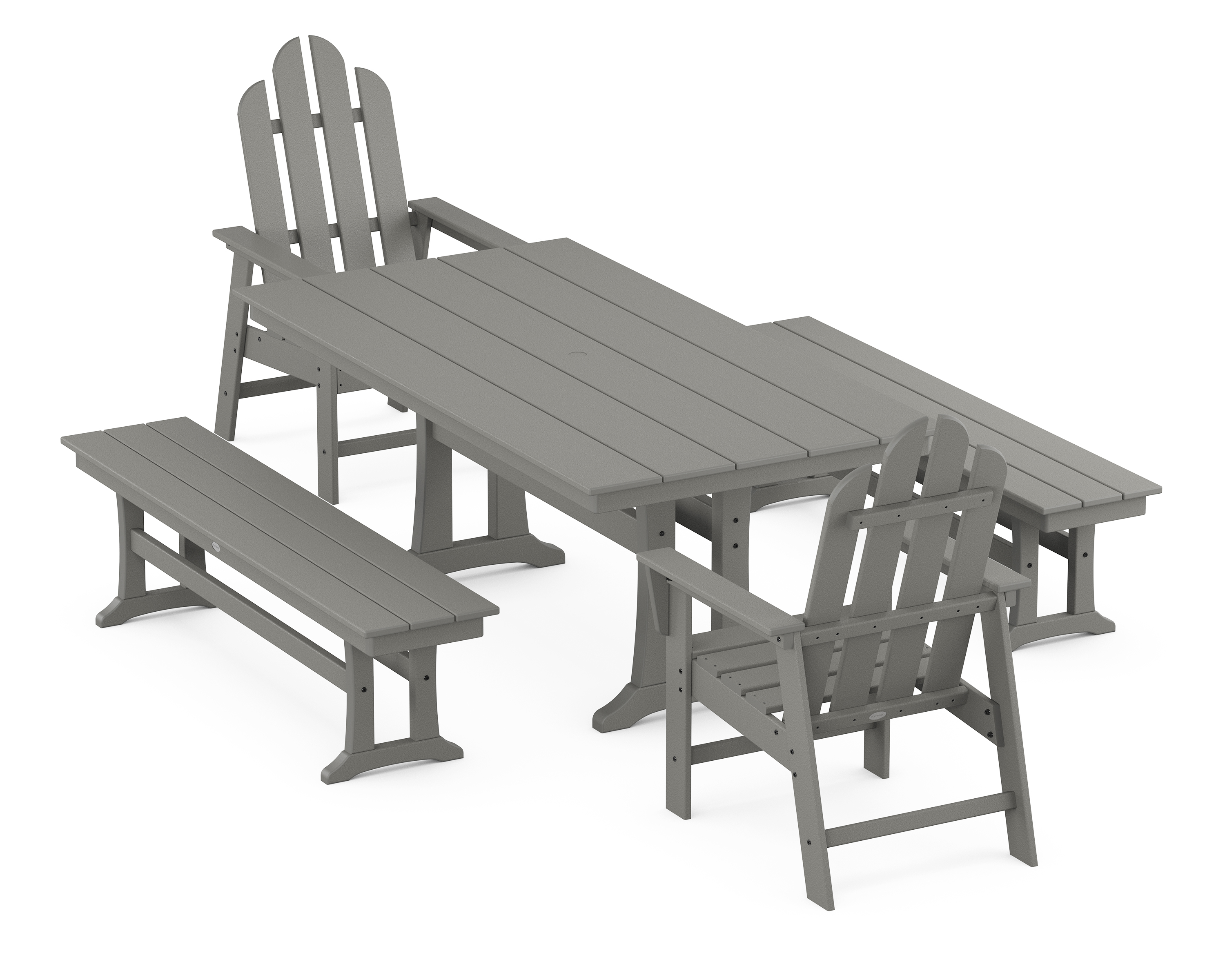 POLYWOOD Long Island 5-Piece Farmhouse Dining Set With Trestle Legs