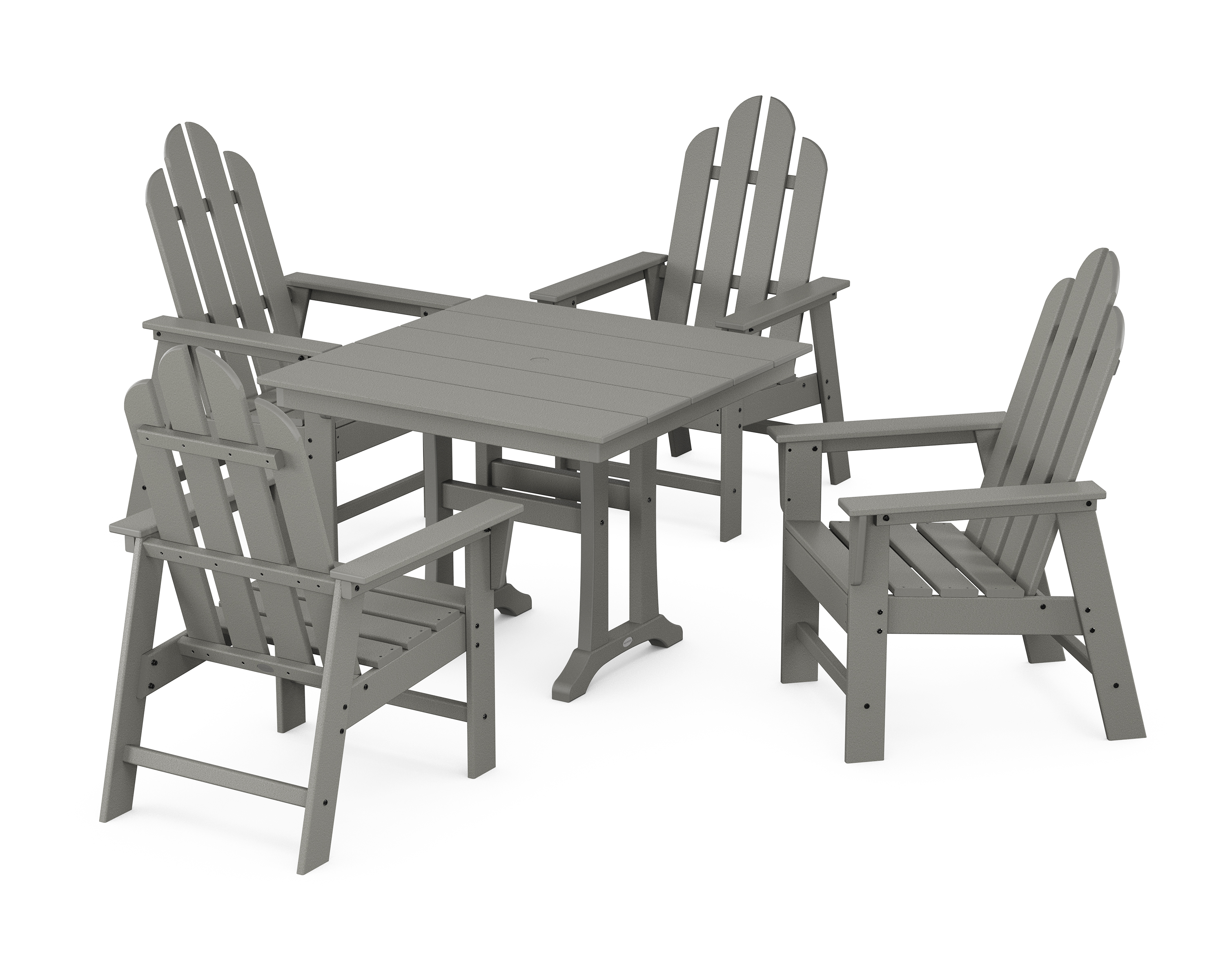 POLYWOOD Long Island 5-Piece Farmhouse Dining Set With Trestle Legs