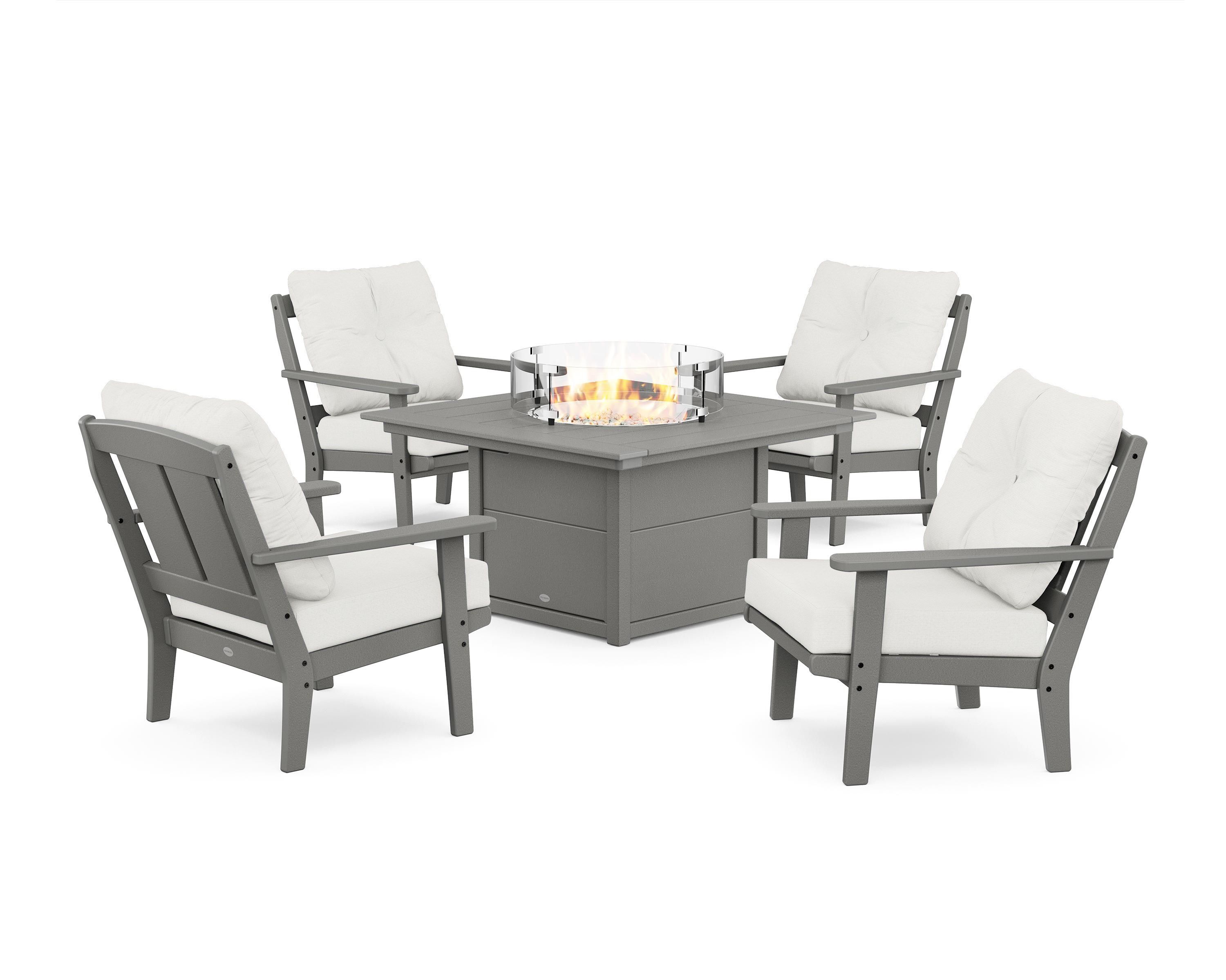 POLYWOOD Mission 5-Piece Deep Seating Set with Fire Pit Table