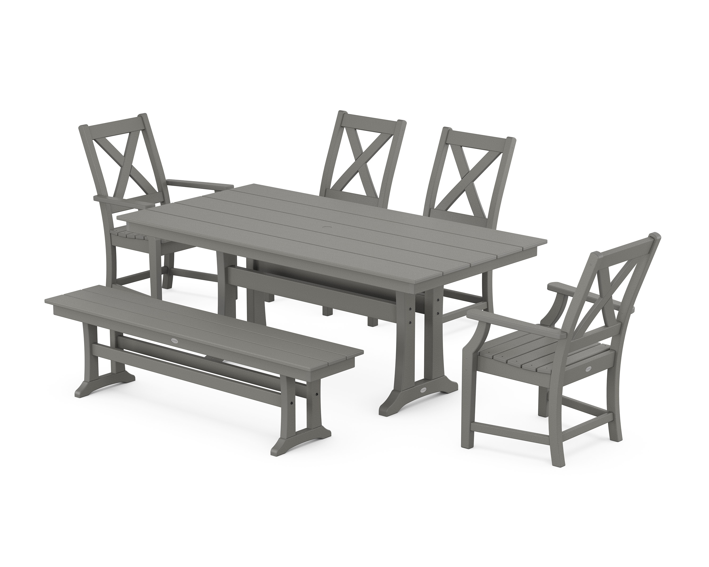 POLYWOOD Braxton 6-Piece Farmhouse Dining Set With Trestle Legs
