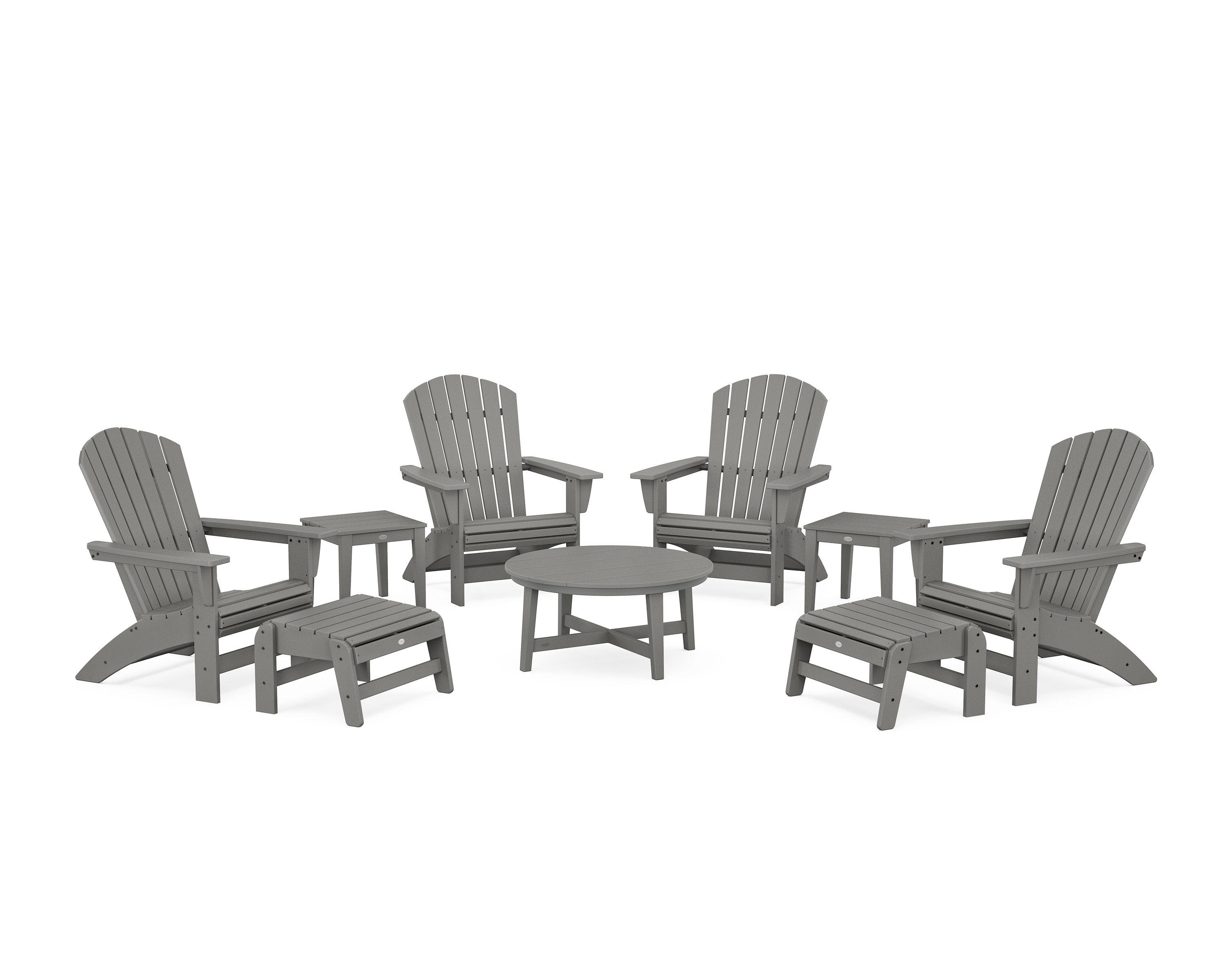 POLYWOOD Nautical Grand Adirondack 9-Piece Conversation Set