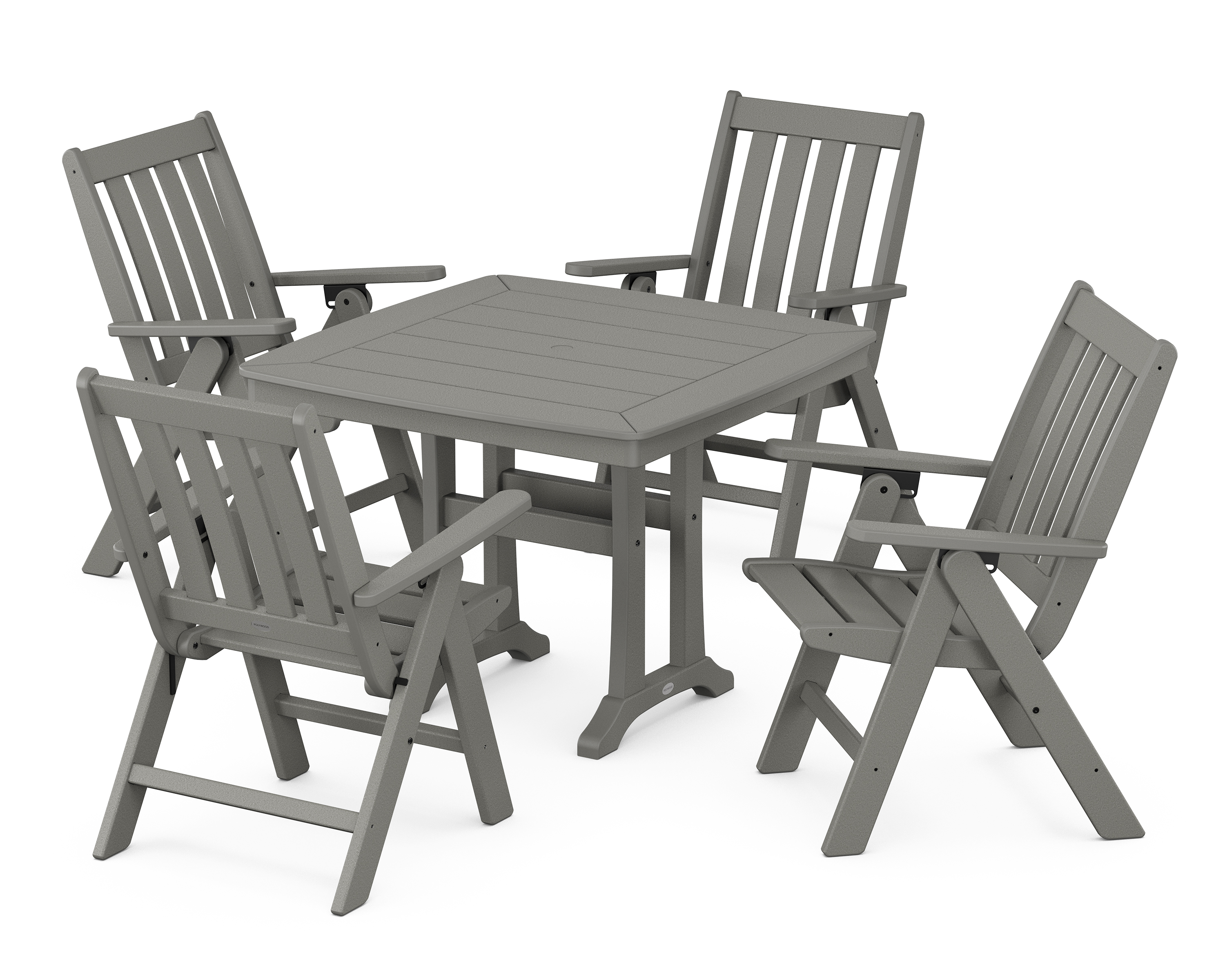 POLYWOOD Vineyard Folding 5-Piece Dining Set with Trestle Legs
