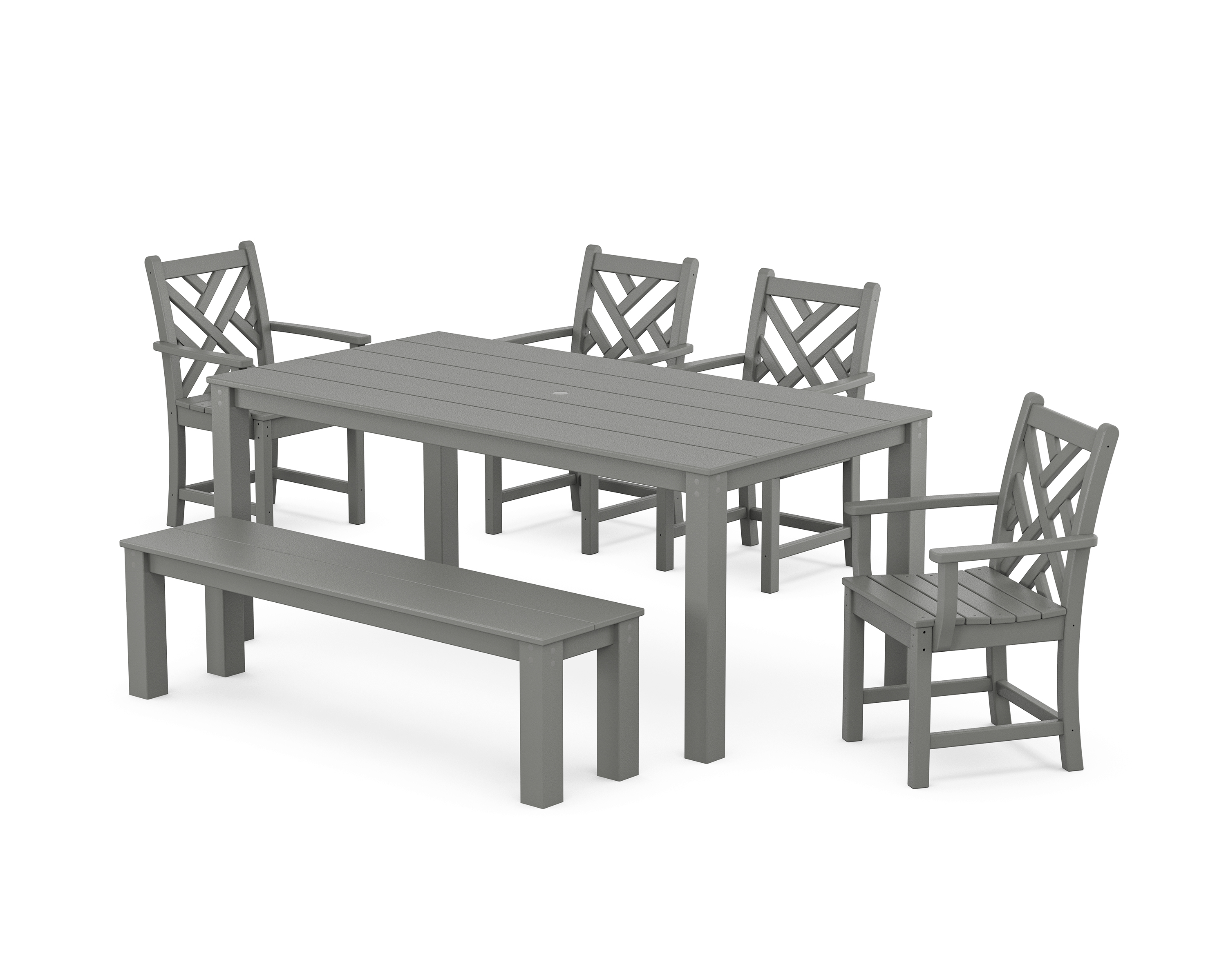POLYWOOD Chippendale 6-Piece Parsons Dining Set with Bench