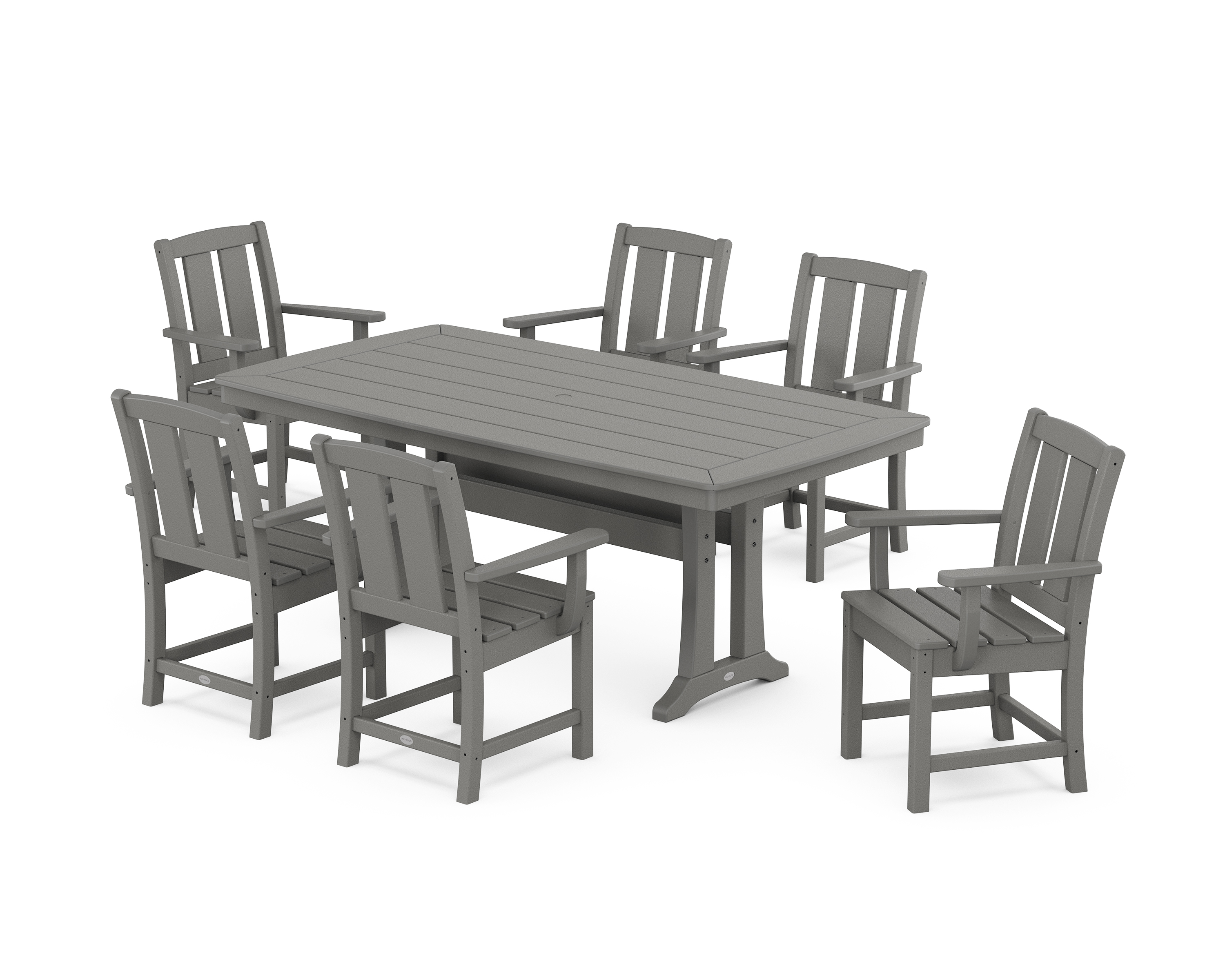 POLYWOOD Mission Arm Chair 7-Piece Dining Set with Trestle Legs