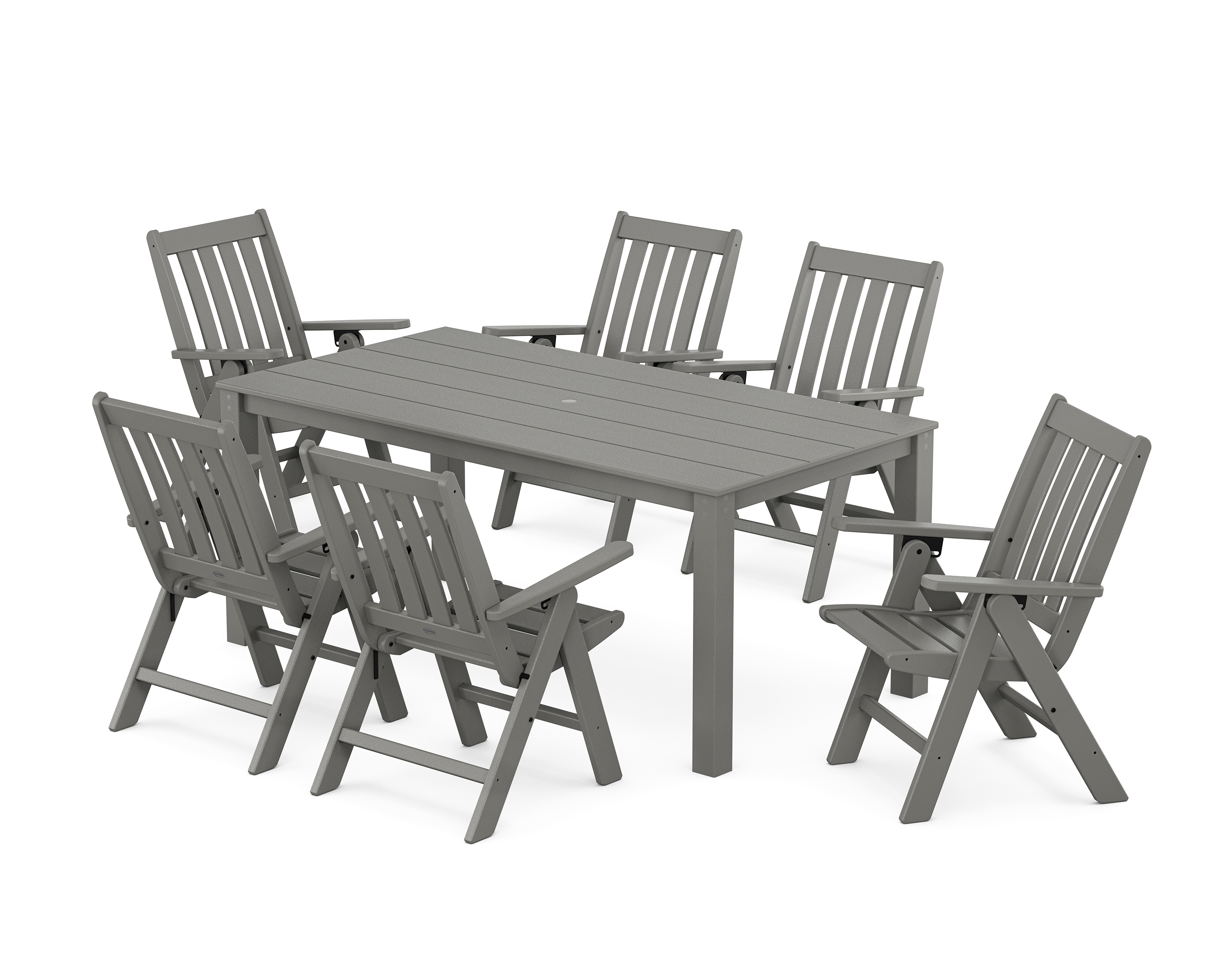 POLYWOOD Vineyard Folding Chair 7-Piece Parsons Dining Set