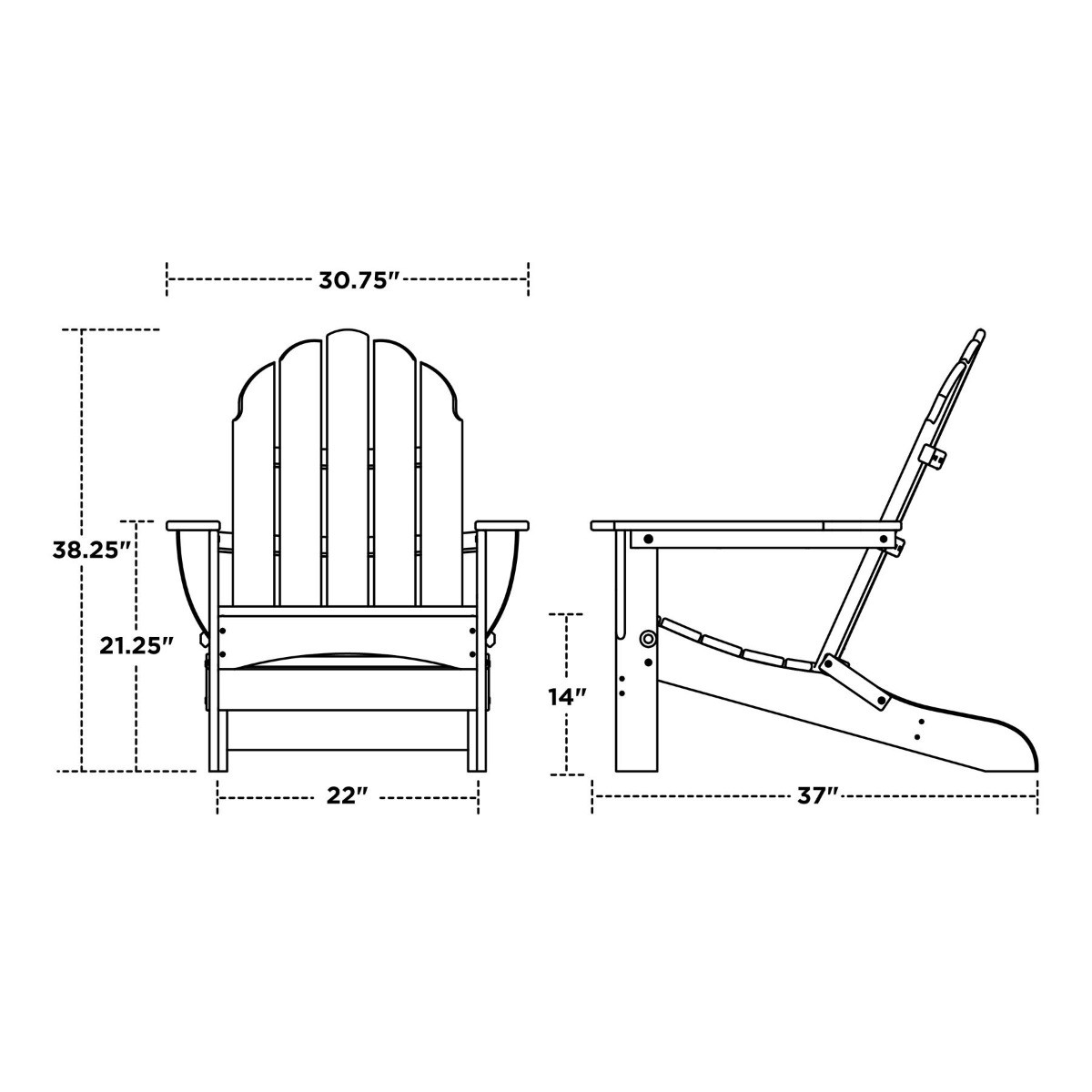 POLYWOOD® Classic Oversized Curveback Adirondack 5-Piece Casual Set