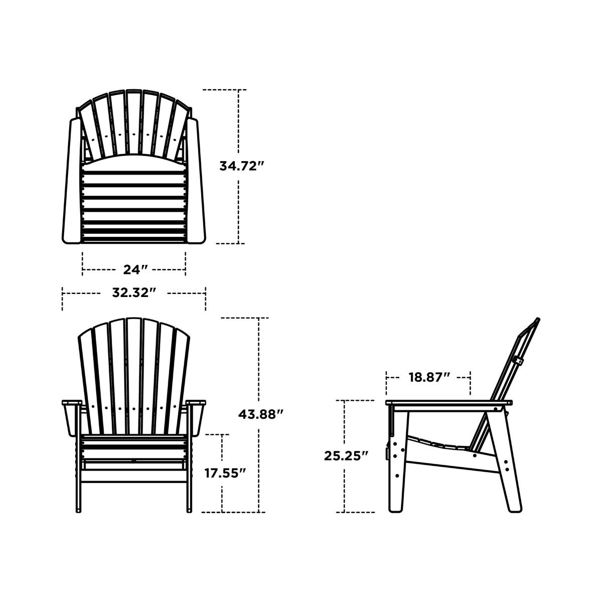 POLYWOOD Nautical Grand Upright Adirondack Chair