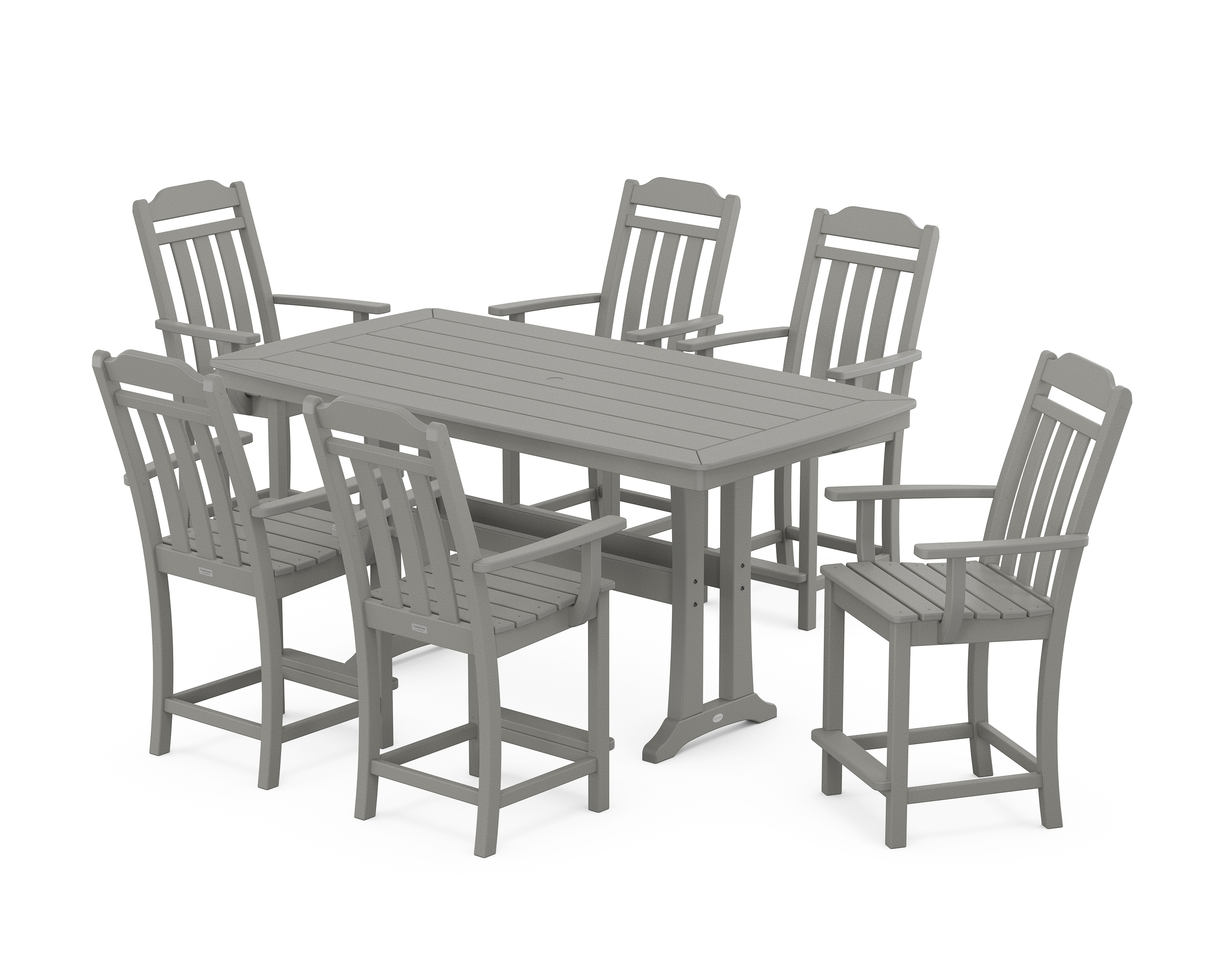 POLYWOOD Cottage Arm Chair 7-Piece Counter Set with Trestle Legs
