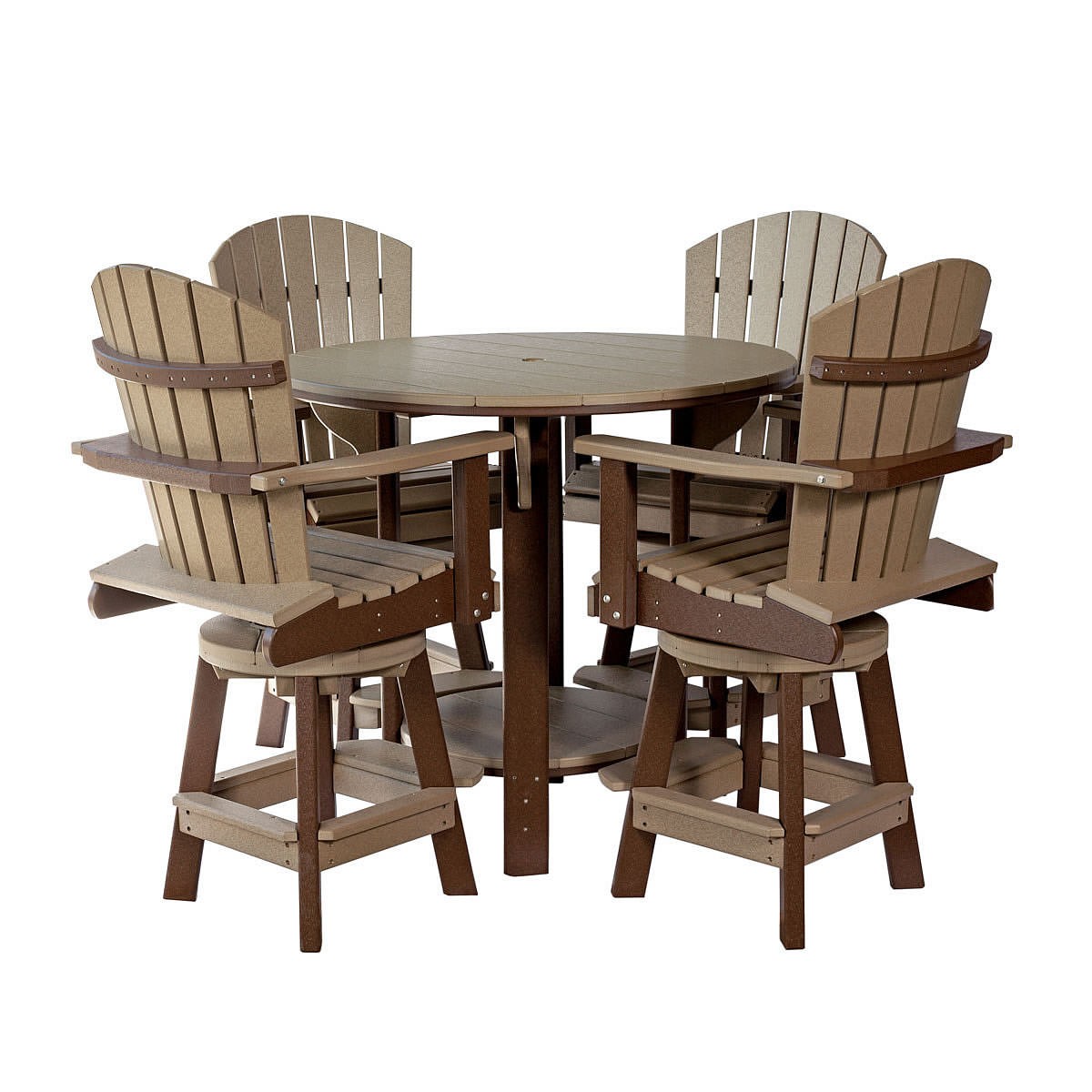 Amish Poly Fanback Balcony Swivel Bar Set