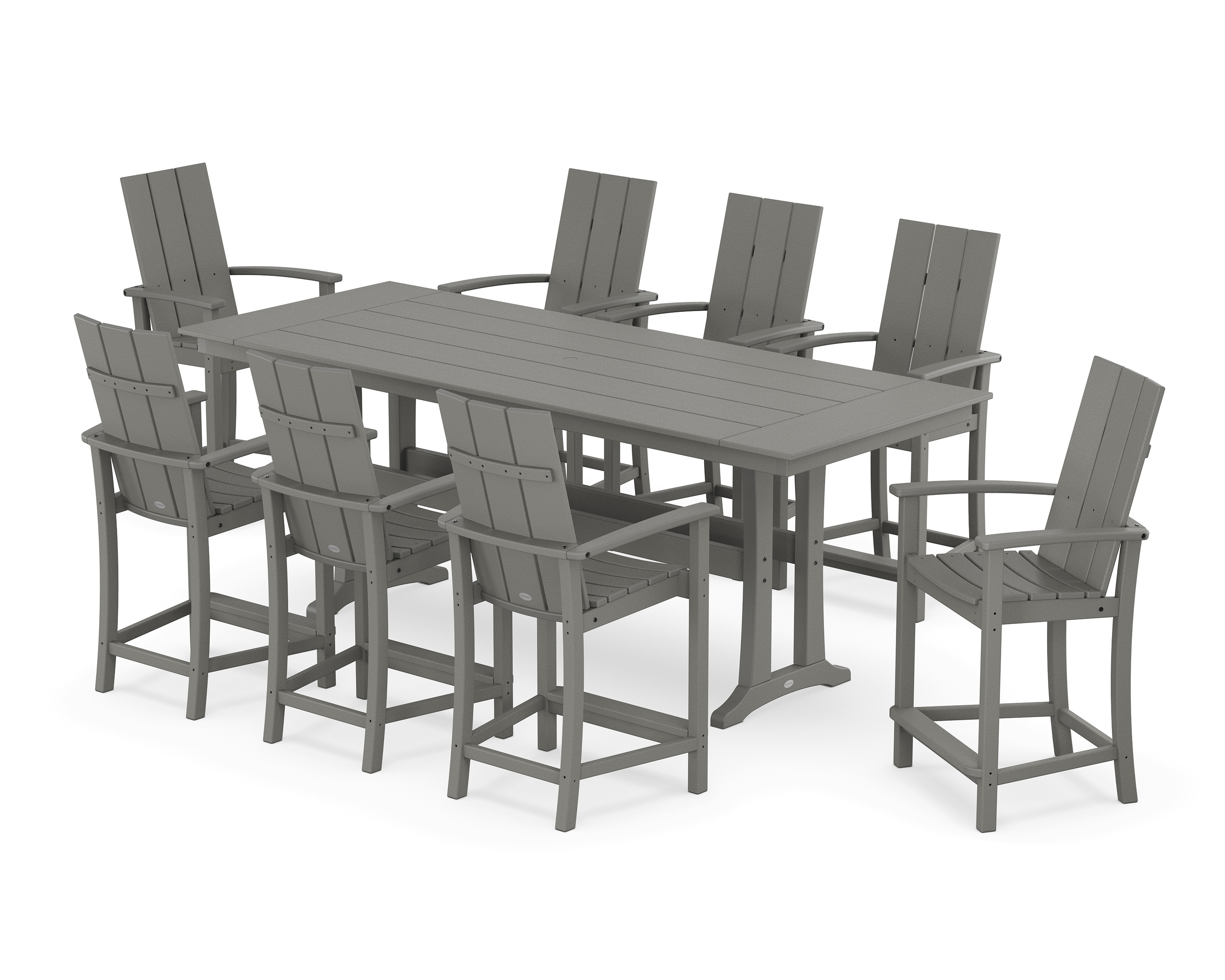 POLYWOOD Modern Adirondack 9-Piece Farmhouse Counter Set with Trestle Legs