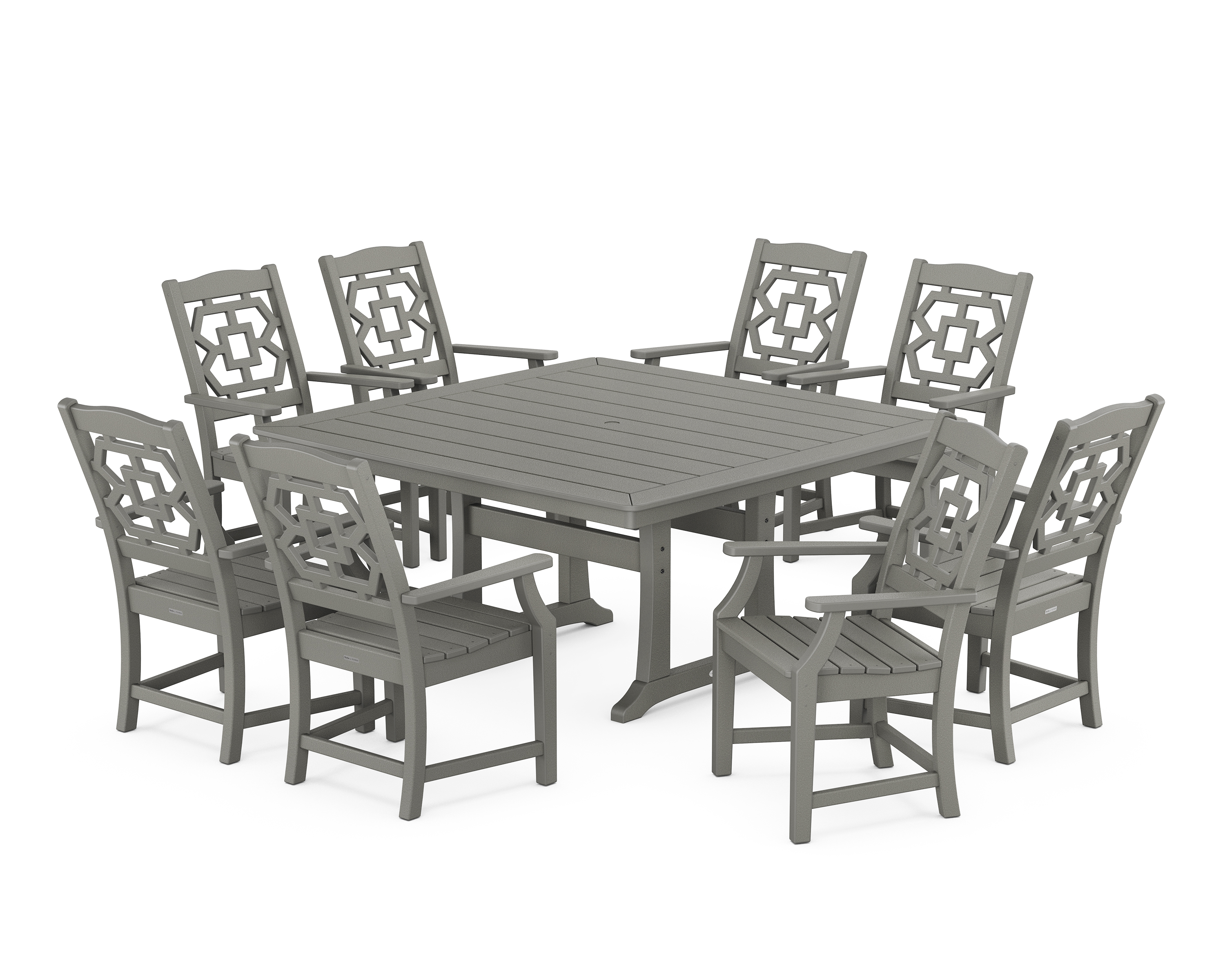 POLYWOOD Chinoiserie 9-Piece Square Dining Set with Trestle Legs
