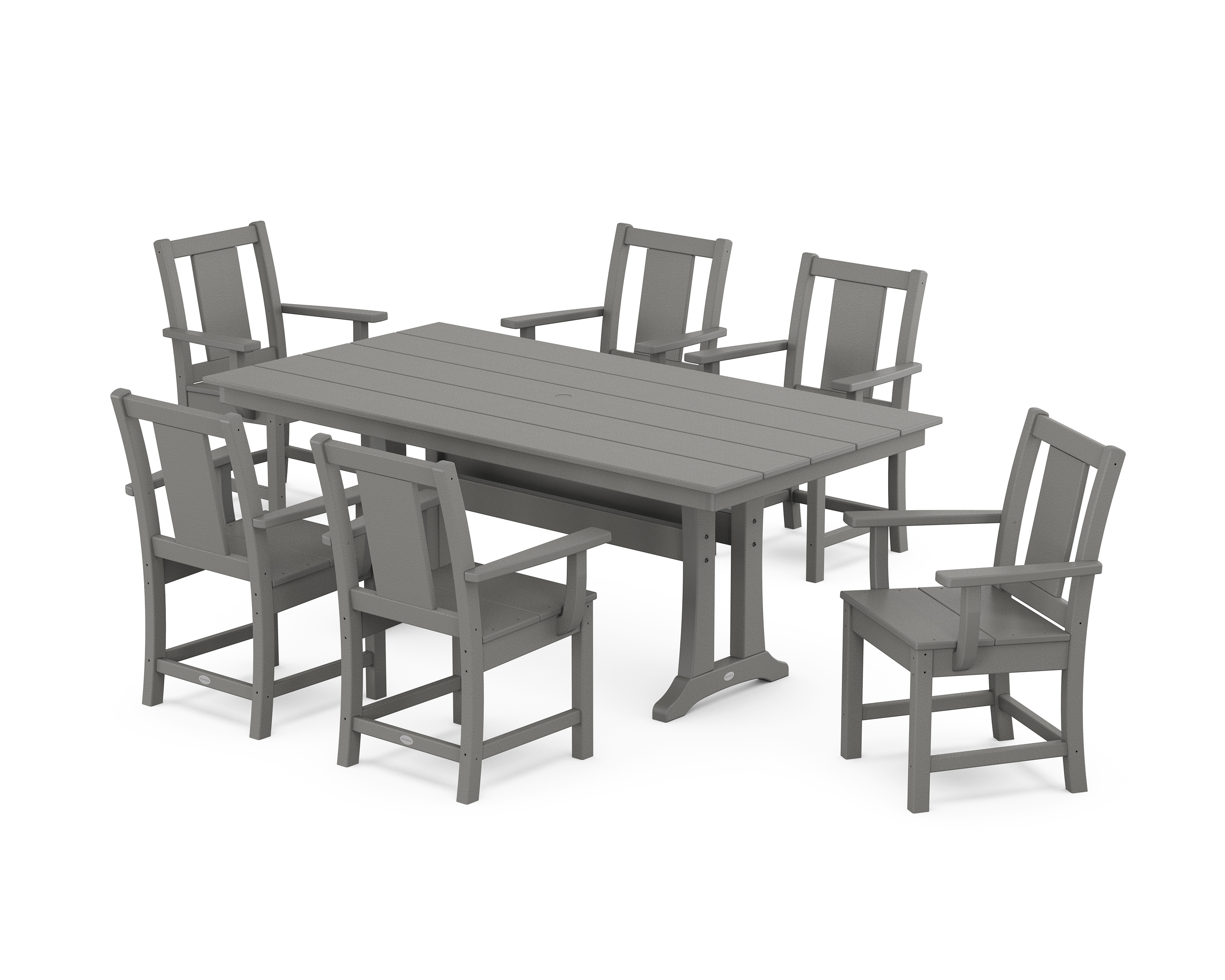 POLYWOOD Prairie Arm Chair 7-Piece Farmhouse Dining Set with Trestle Legs