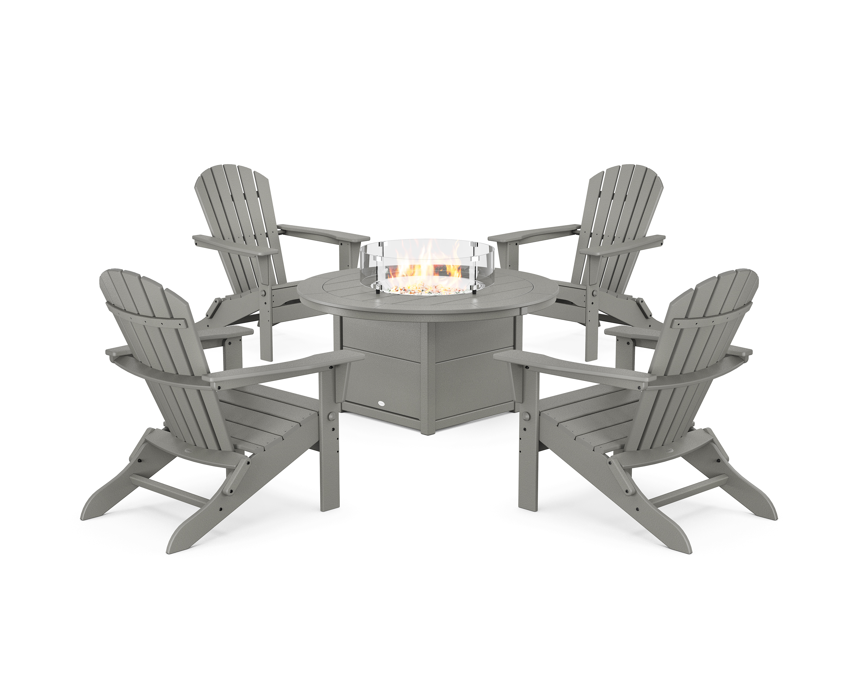 POLYWOOD South Beach 5-Piece Folding Adirondack Fire Chat Set