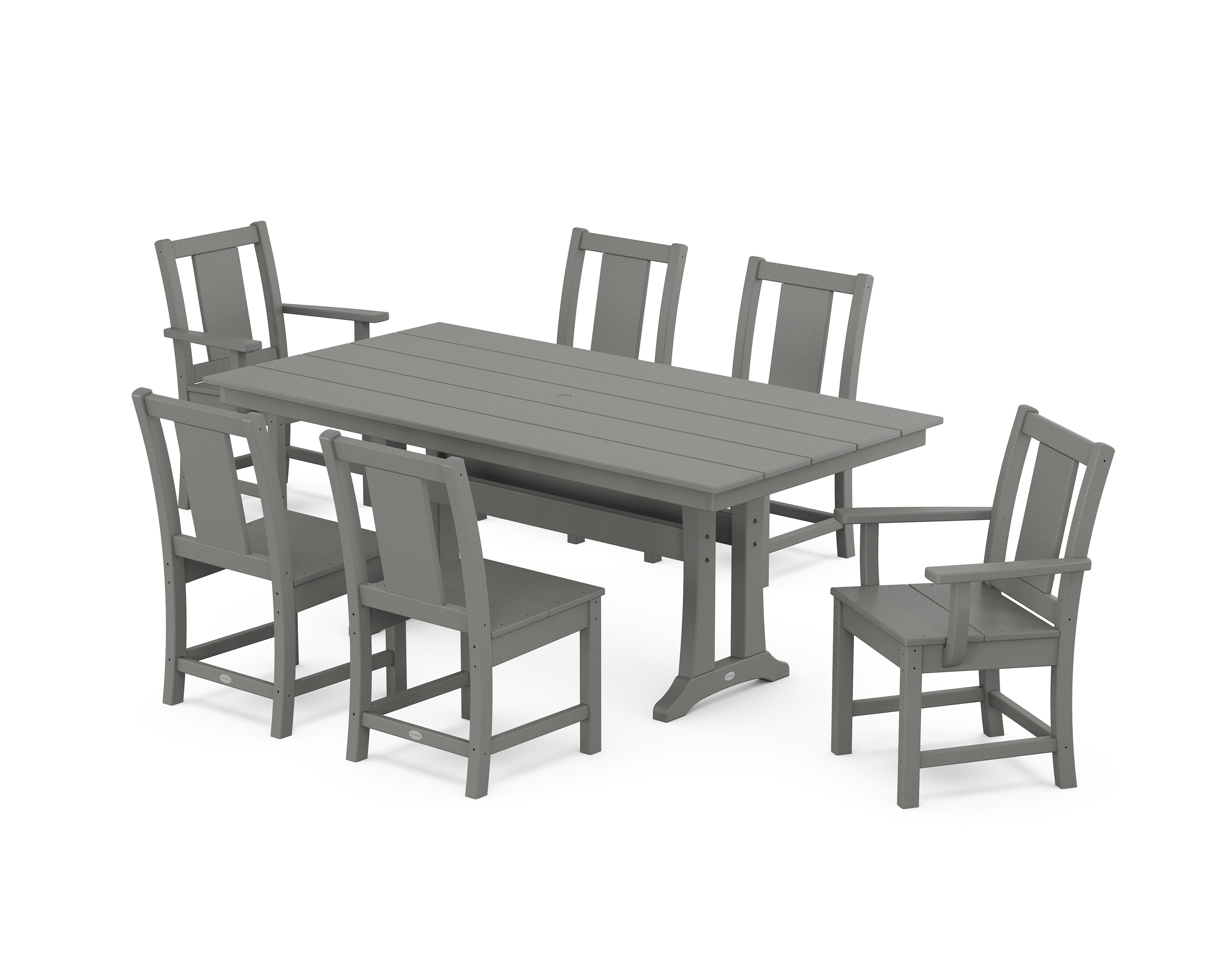 POLYWOOD Prairie 7-Piece Farmhouse Dining Set with Trestle Legs