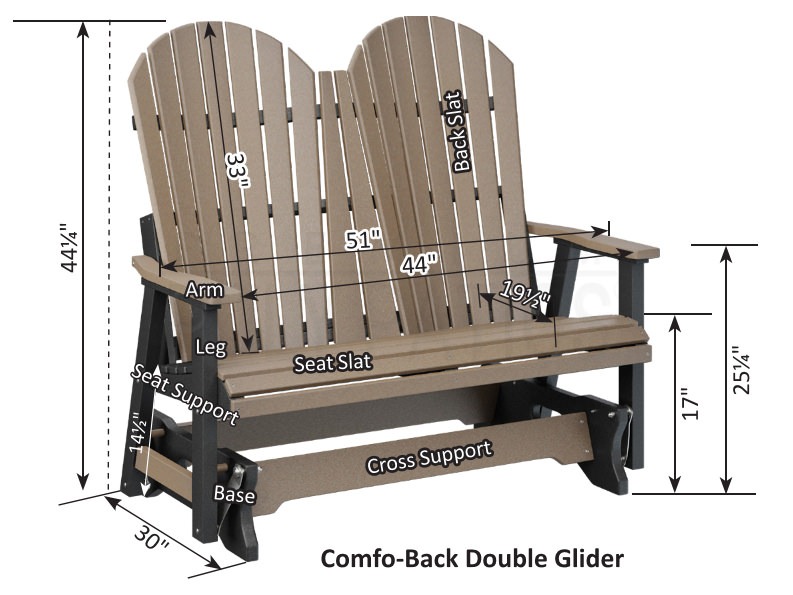 Berlin Gardens Comfo-Back 4 ft Poly Glider