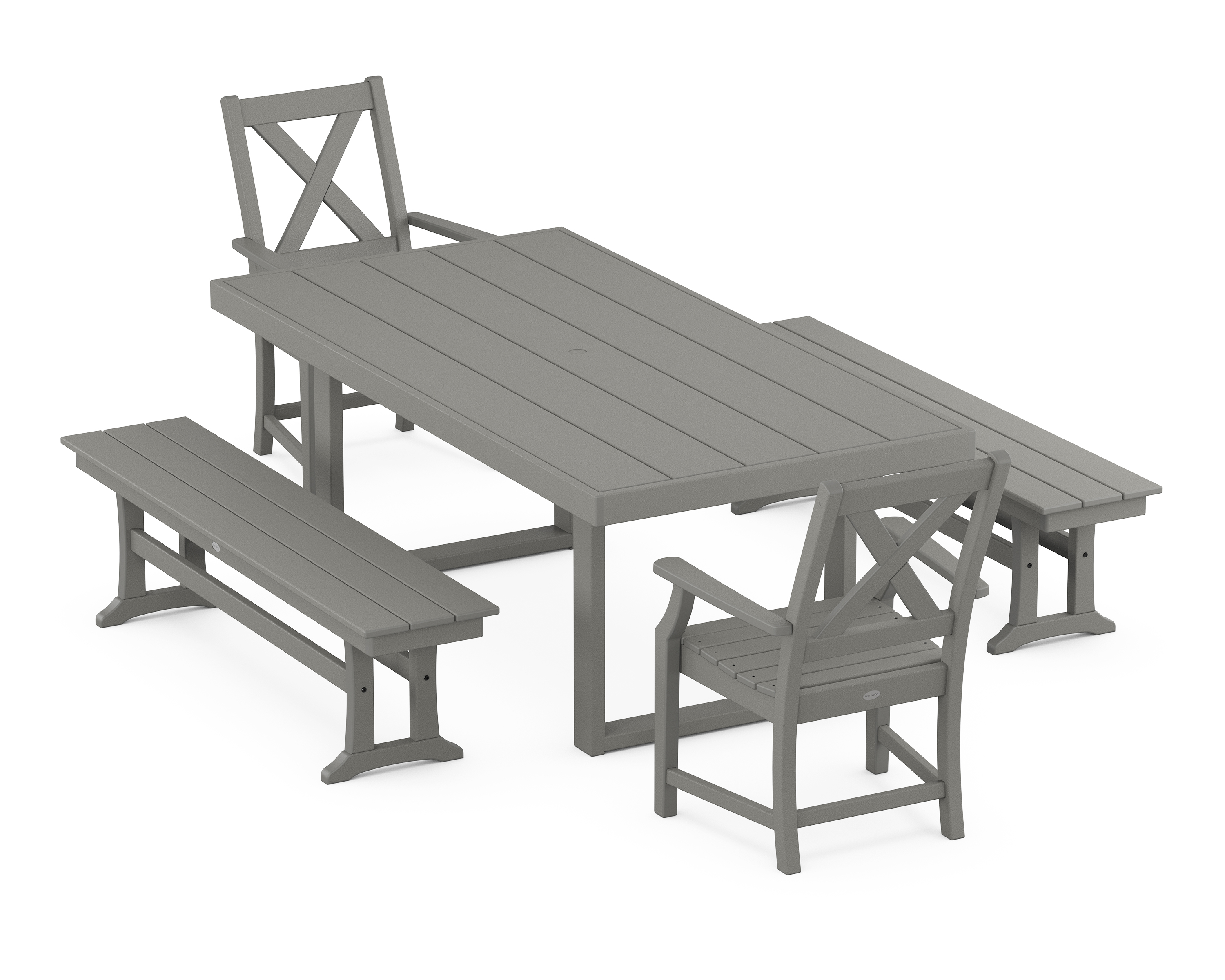 POLYWOOD Braxton 5-Piece Dining Set with Benches