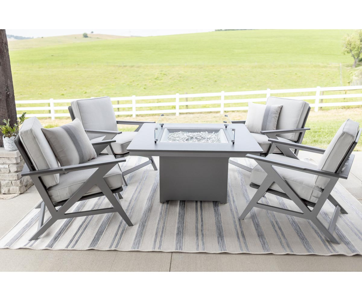 Berlin Gardens Numa Hammered Finish 47 in Square Dining Fire Table
