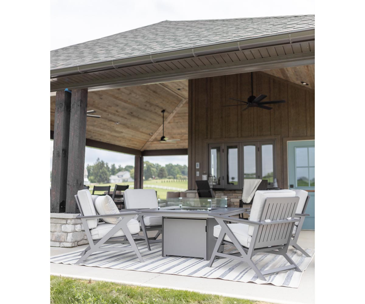 Berlin Gardens Numa Hammered Finish 47 in Square Dining Fire Table