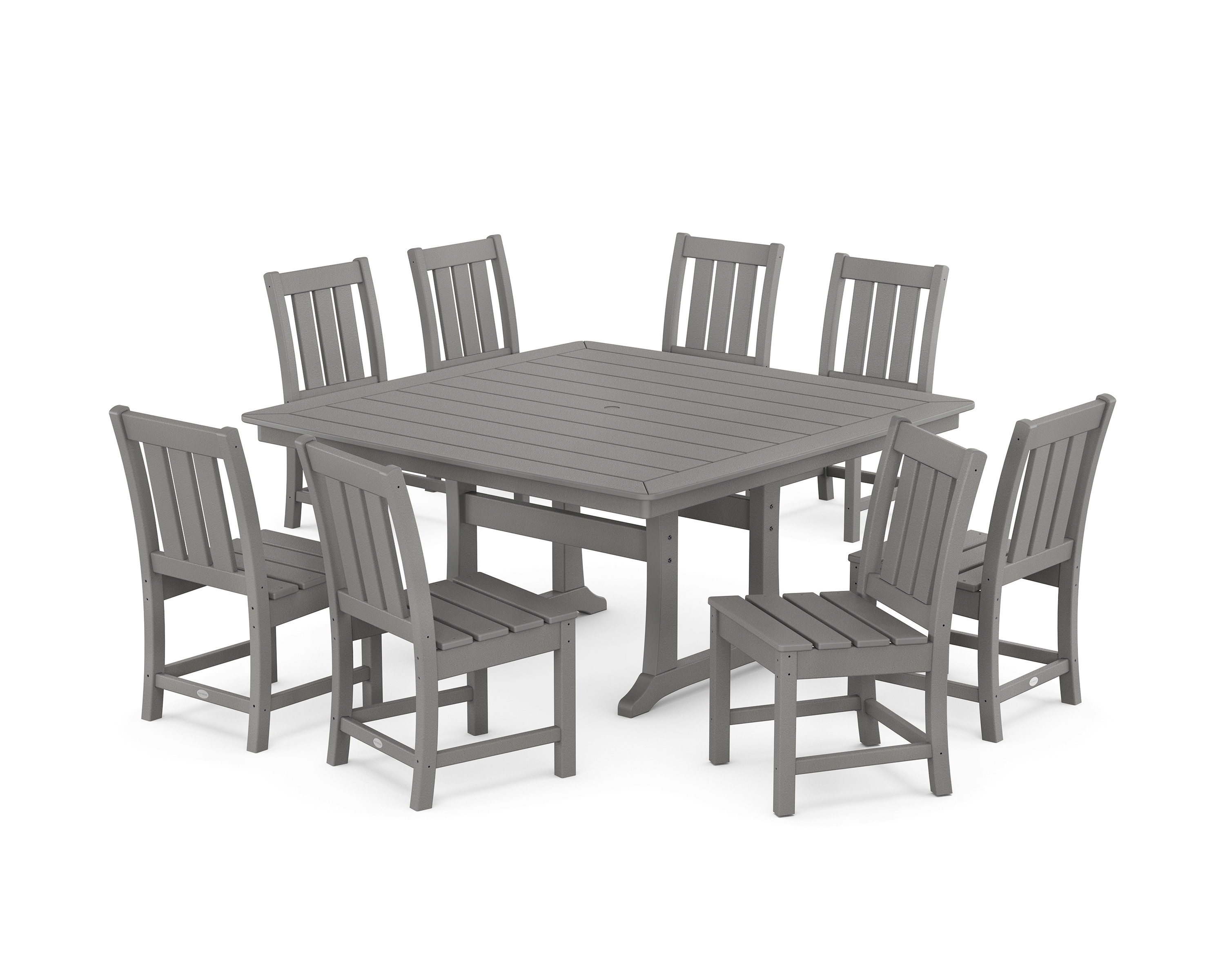 POLYWOOD Oxford Side Chair 9-Piece Square Dining Set with Trestle Legs
