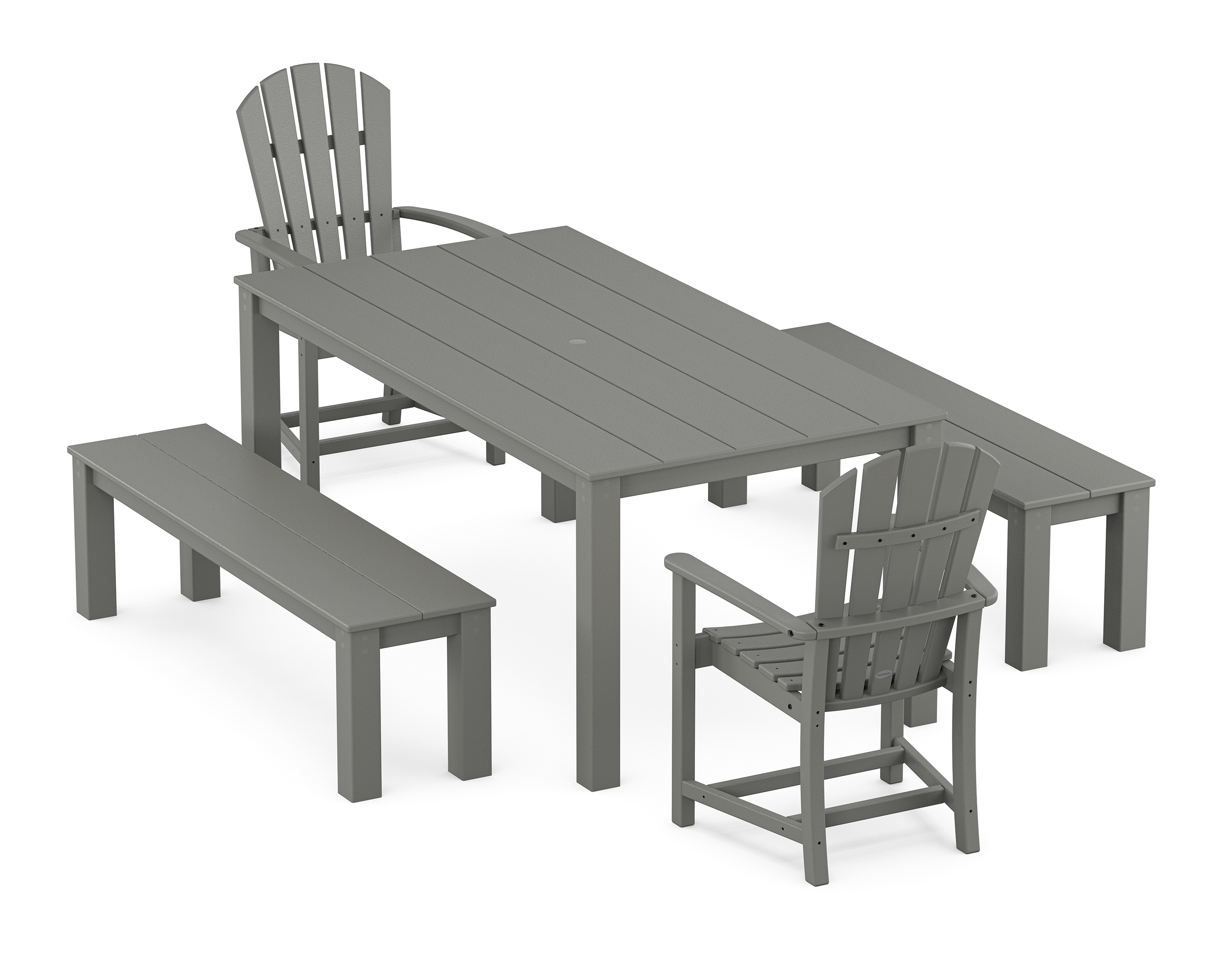 POLYWOOD Palm Coast 5-Piece Parsons Dining Set with Benches