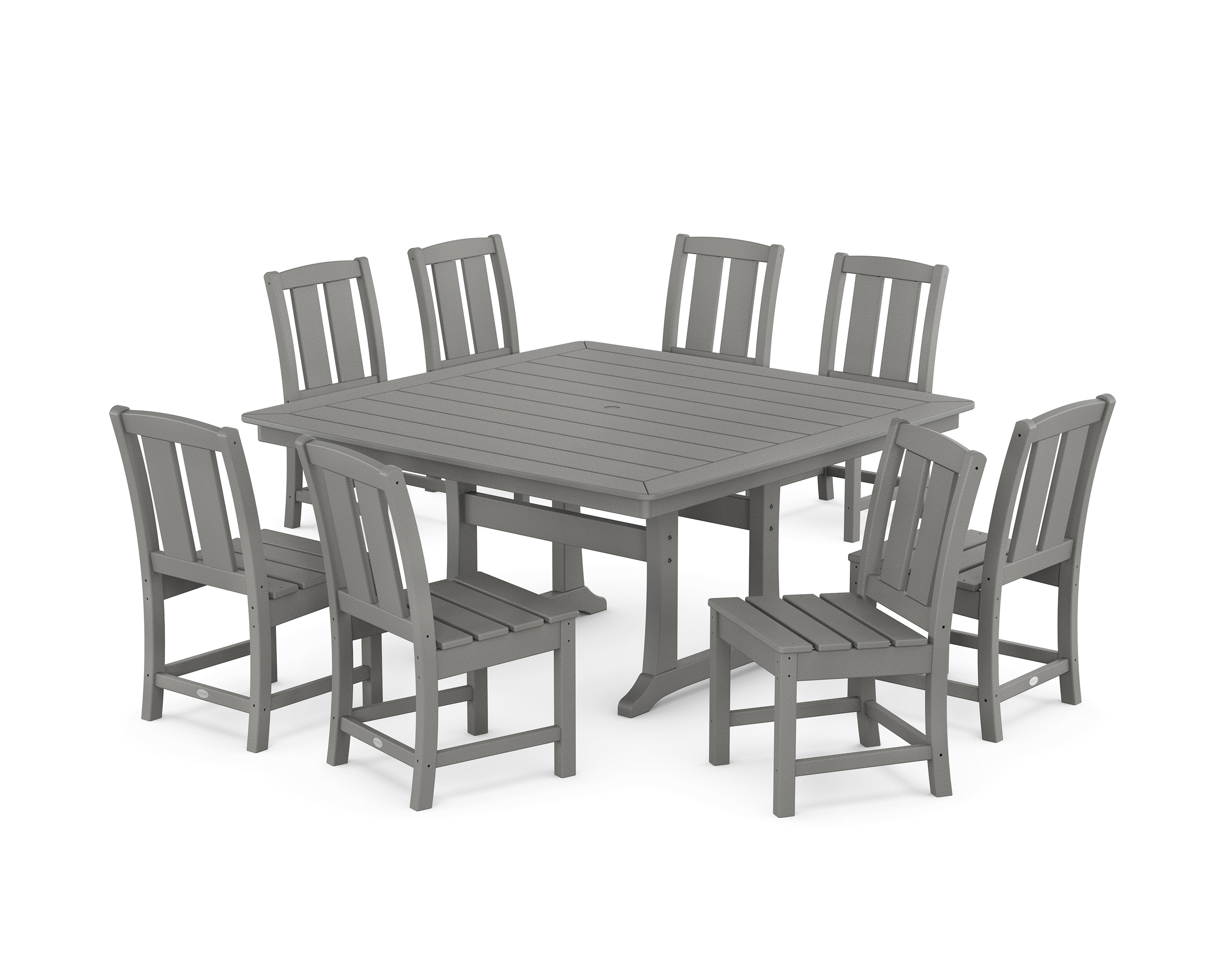 POLYWOOD Mission Side Chair 9-Piece Square Dining Set with Trestle Legs