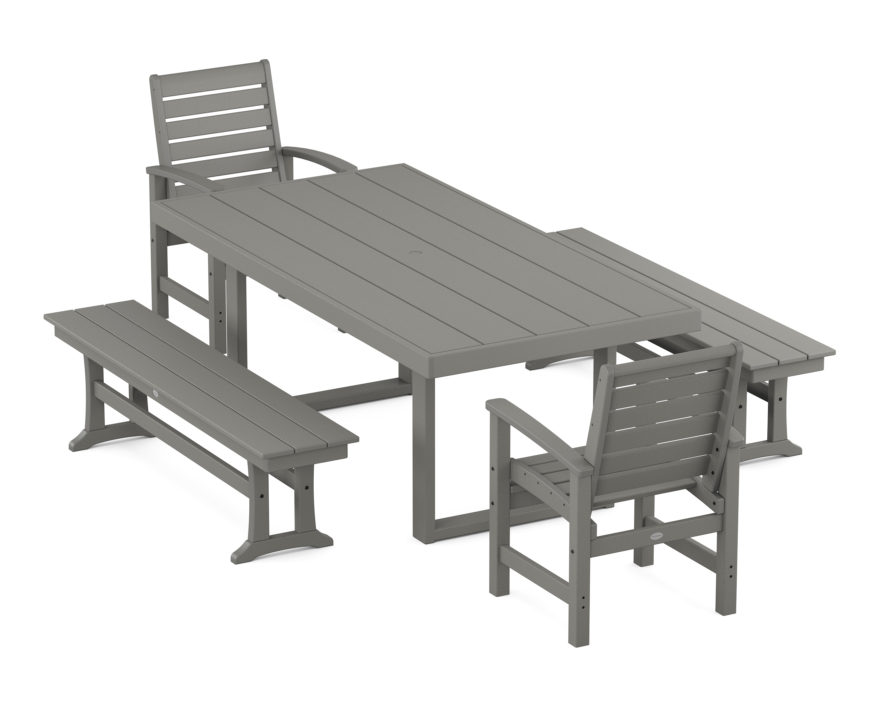 POLYWOOD Signature 5-Piece Dining Set with Benches