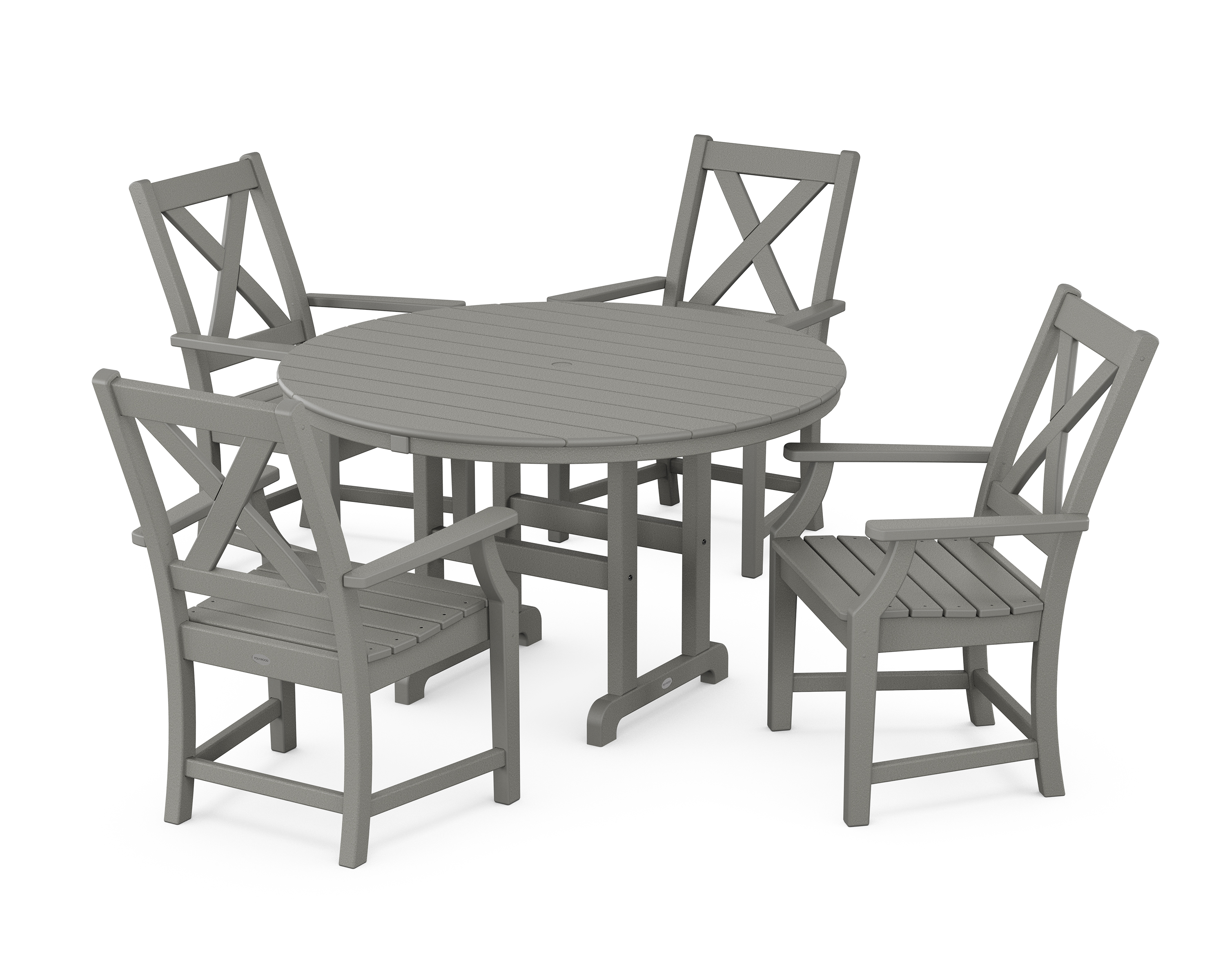 POLYWOOD Braxton 5-Piece Round Farmhouse Dining Set
