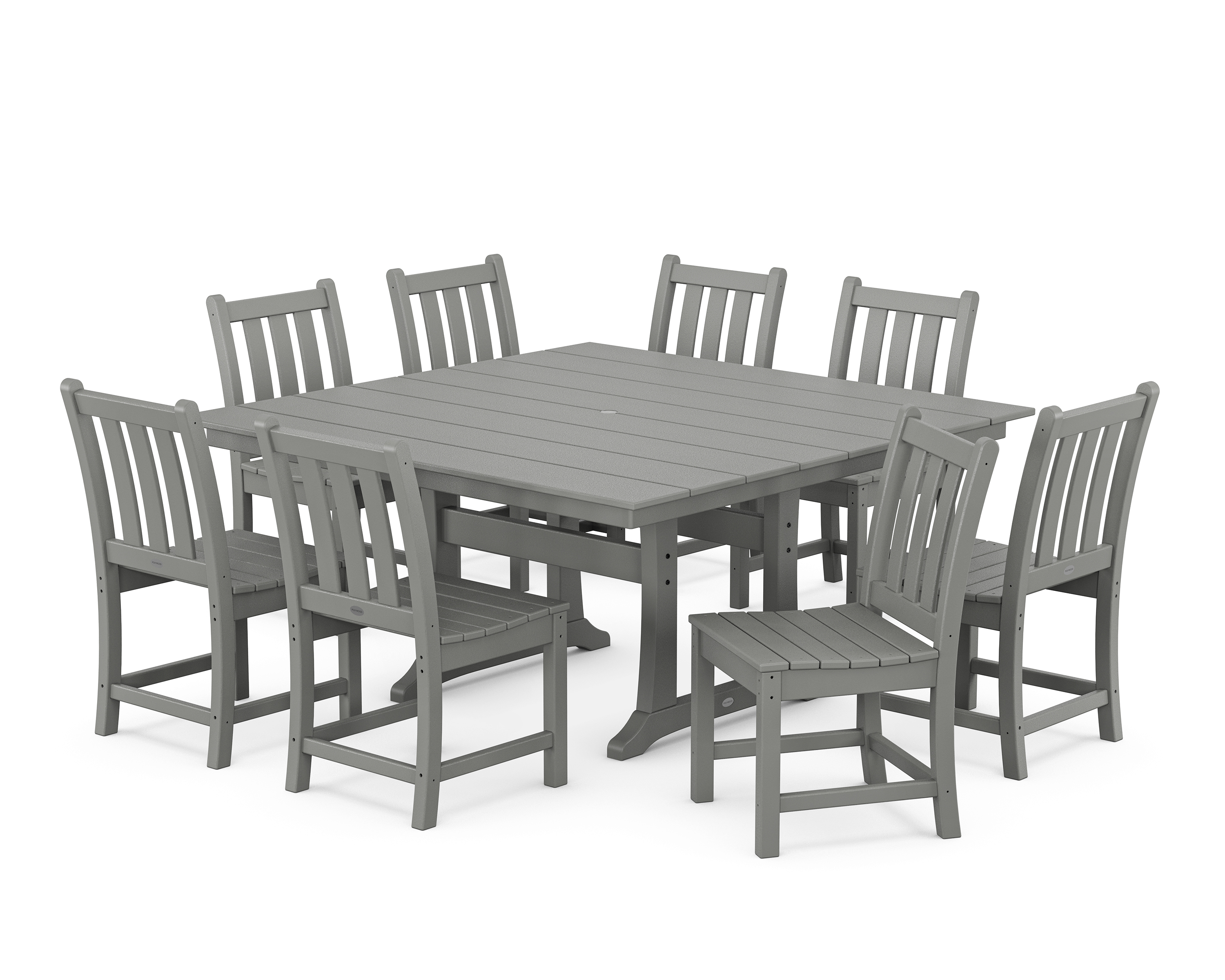 POLYWOOD Traditional Garden 9-Piece Farmhouse Trestle Dining Set