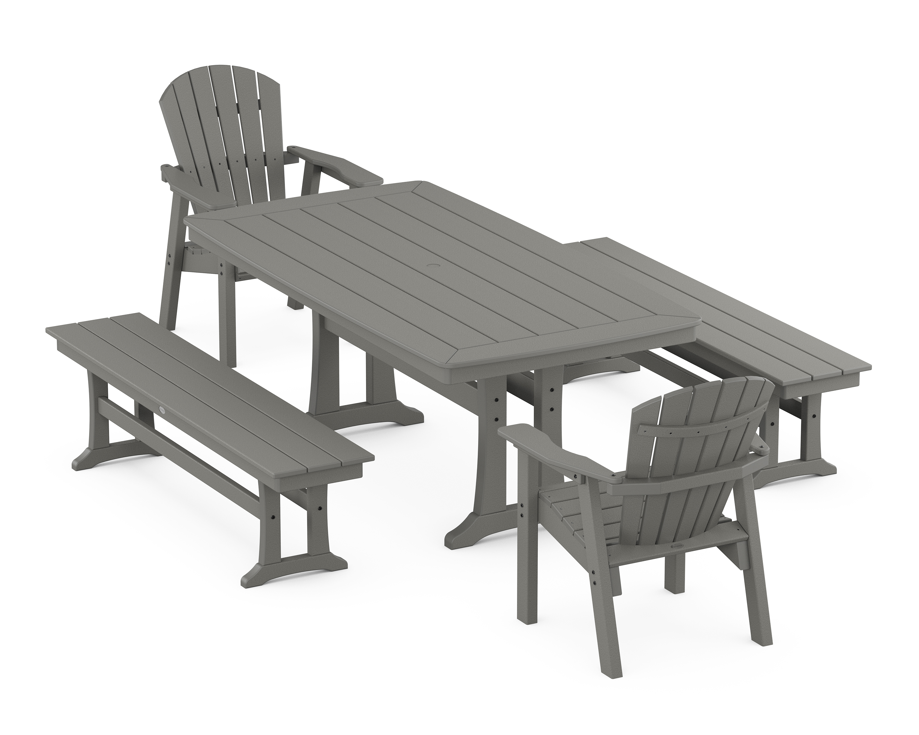 POLYWOOD Seashell 5-Piece Dining Set with Trestle Legs