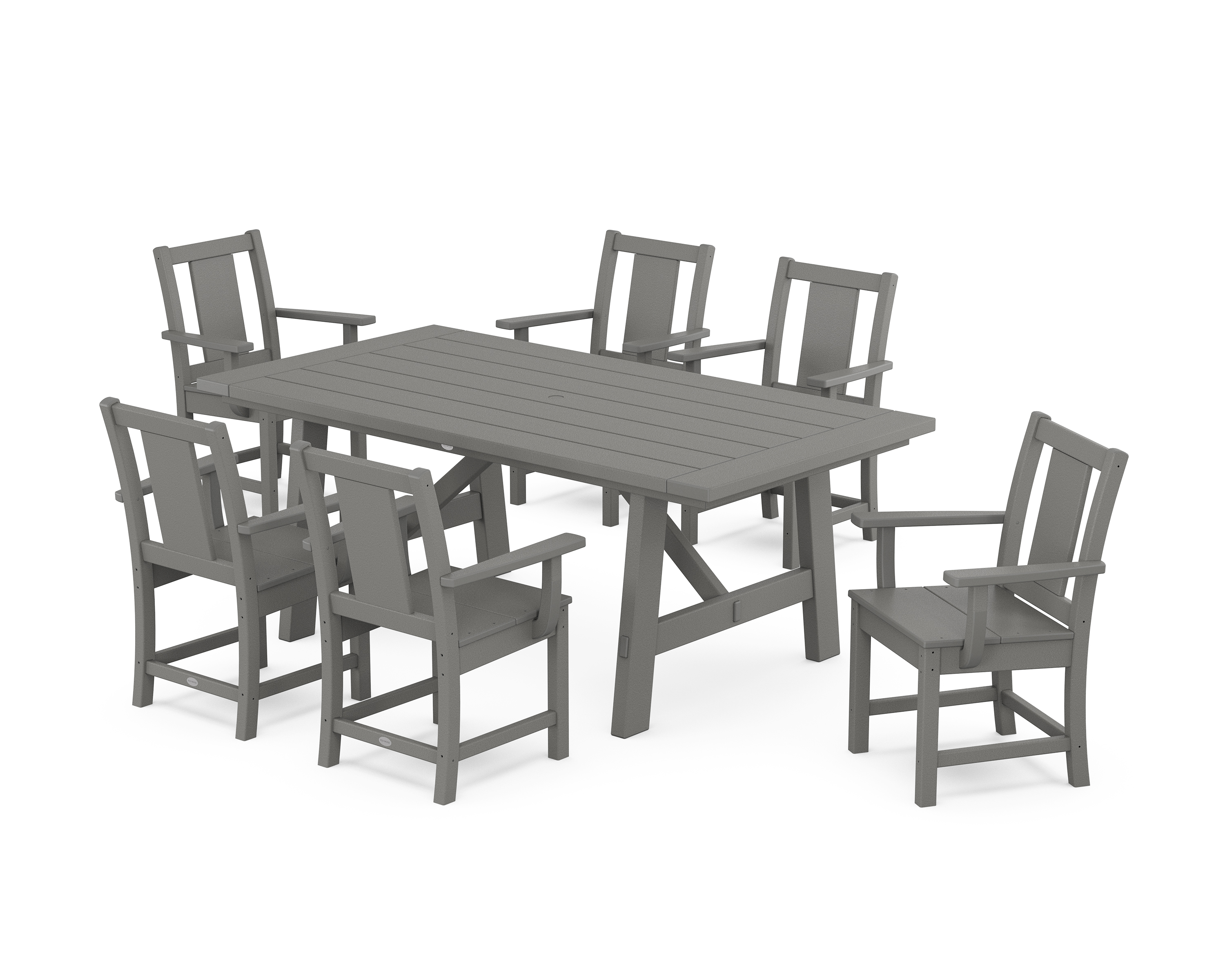 POLYWOOD Prairie Arm Chair 7-Piece Rustic Farmhouse Dining Set