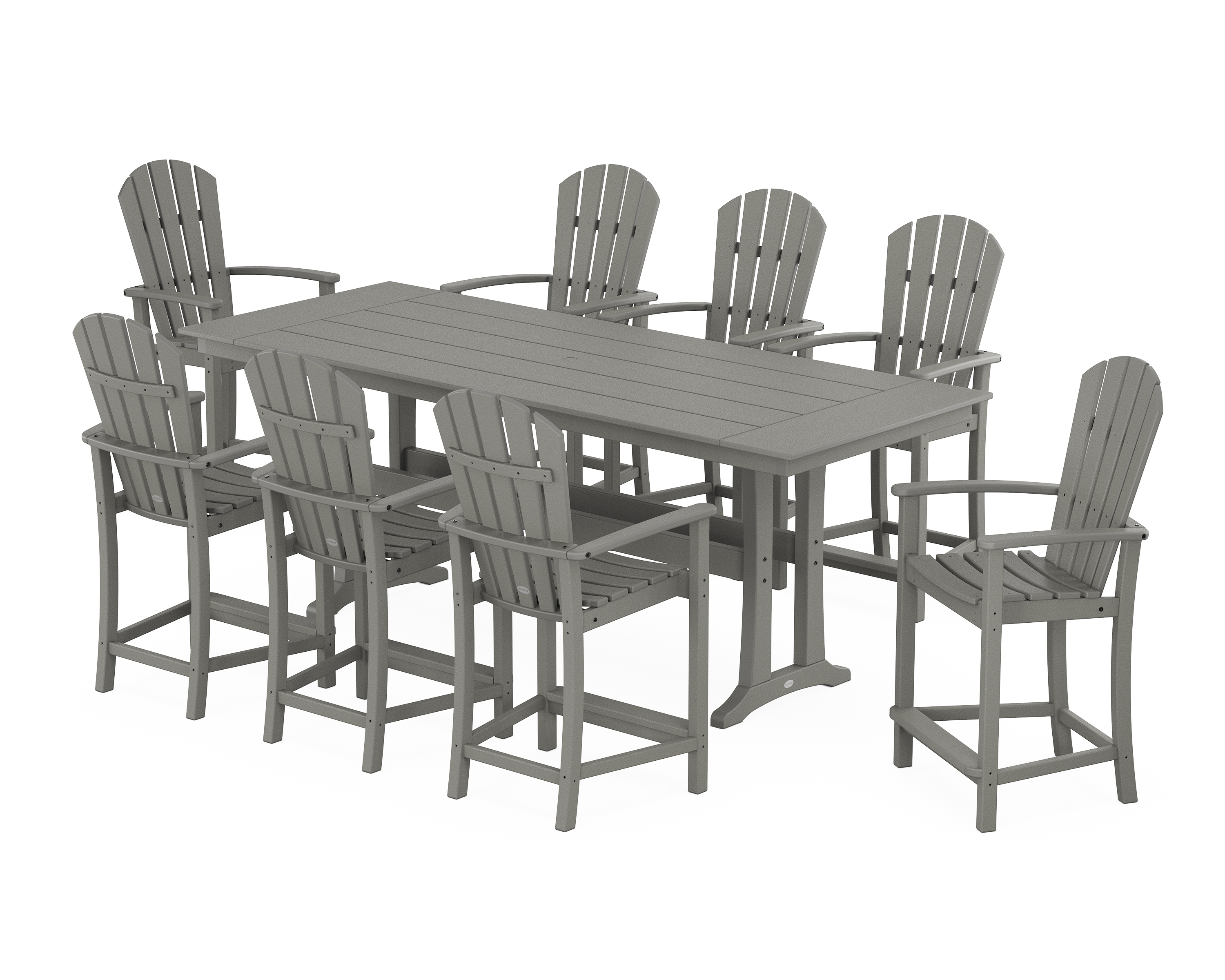 POLYWOOD Palm Coast 9-Piece Farmhouse Counter Set with Trestle Legs